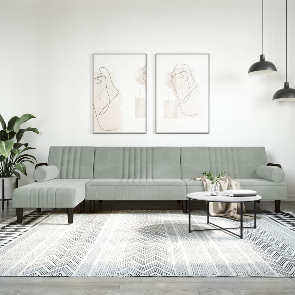 vidaXL Sofa Schlafsofa in L-Form Hellgrau 260x140x70 cm Samt Schlafcouch Ch günstig online kaufen