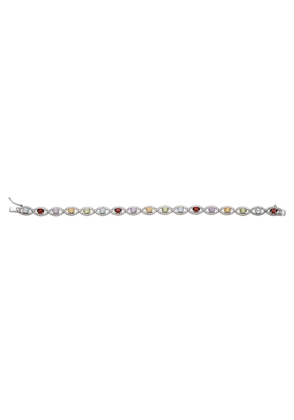 Firetti Silberarmband Schmuck Geschenk Armschmuck Armkette Farbsteine Edelsteine Mix, mit Blautopas, Peridot, Citrin, Amethyst, Granat, Diamant