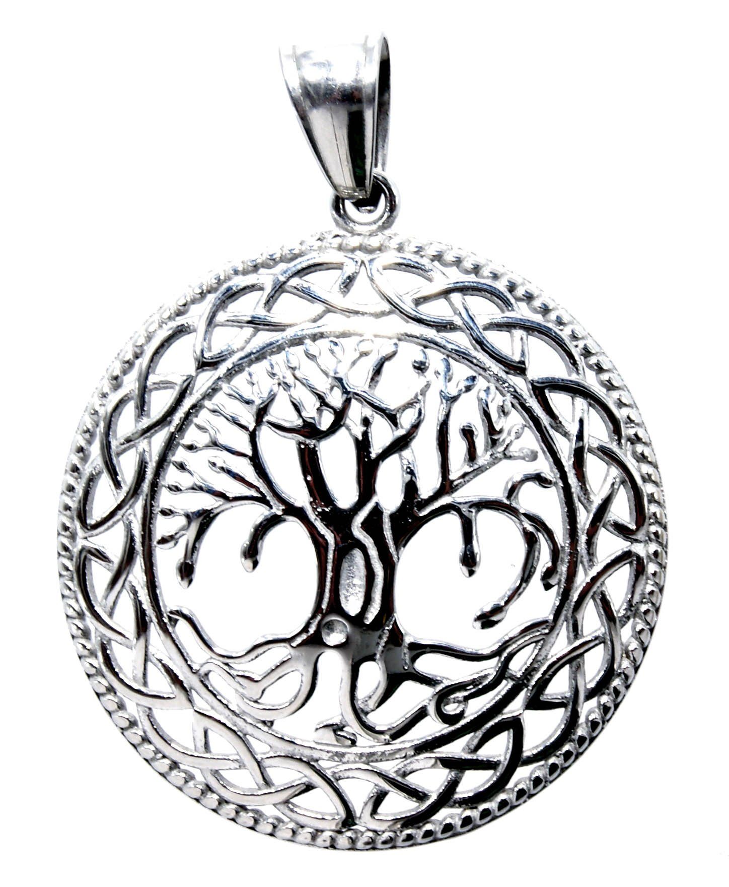 Kiss Lebensbaum Kettenanhänger Weltesche Edelstahl massiver Leather Weltenbaum Yggdrasil of Anhänger