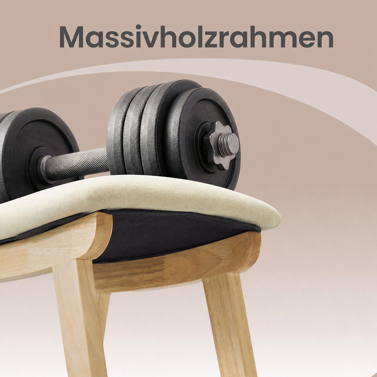 SONGMICS Sitzhocker Fußhocker Holzbank mit Waschbarem Bezug, 39,1 x 24,9 x 30 cm, für Flur, ohne Lehne, für Sessel, Bettbank – Bild 5 von 5