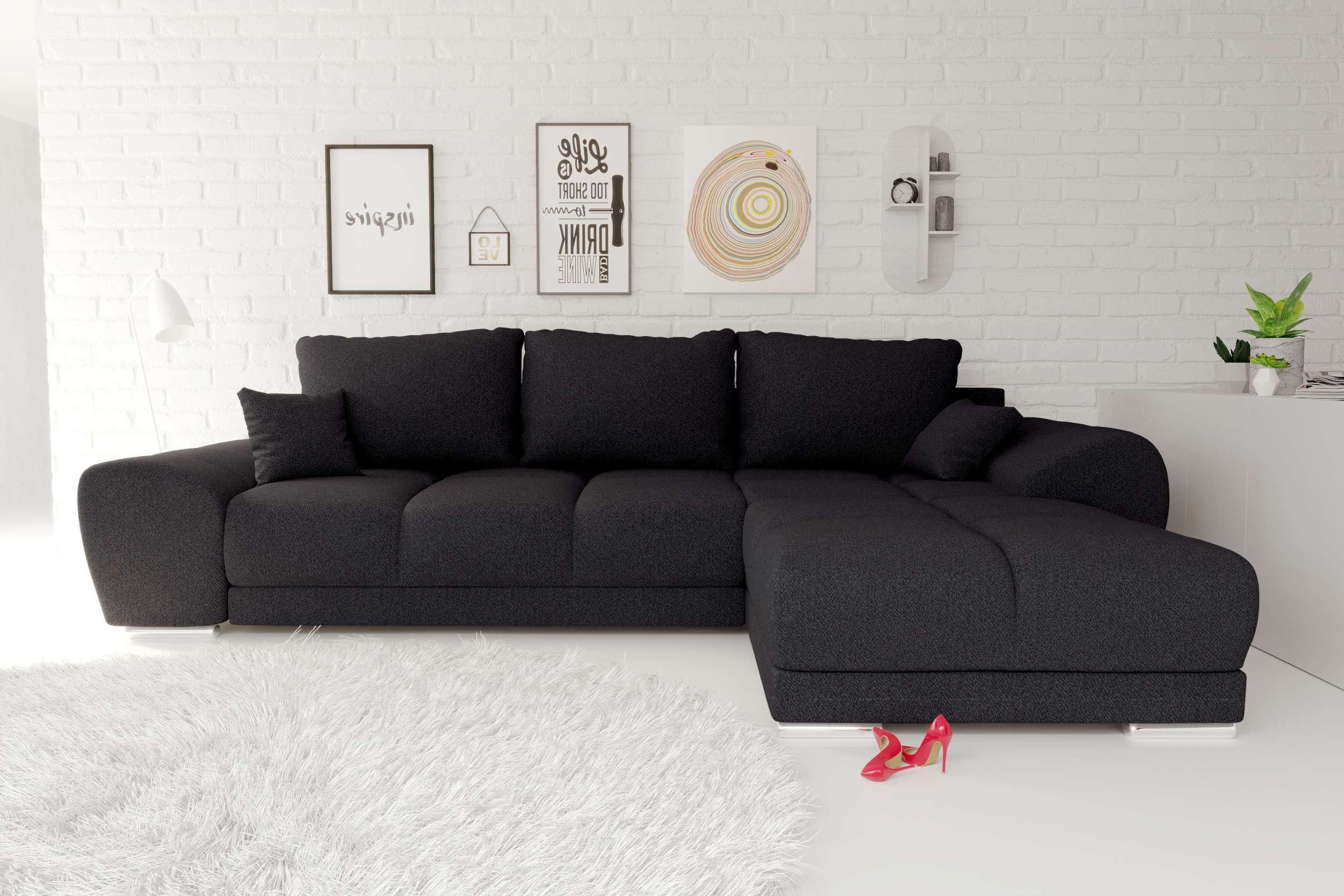 99rooms Ecksofa Antalya, Sofa L-Form, Eckcouch, mit abnehmbaren Kissen, Schlaffunktion, Strukturstoff NEVE