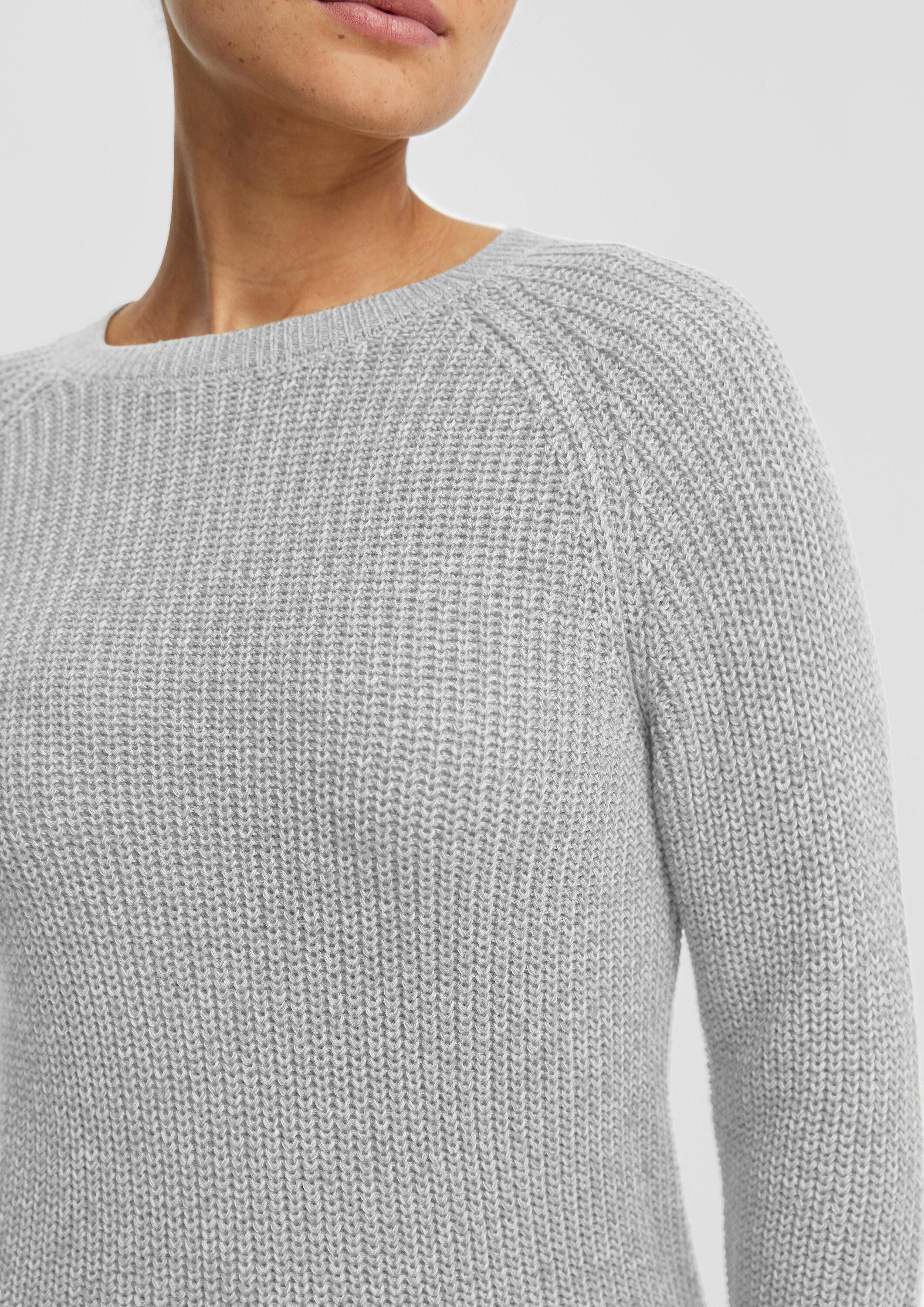 QS Longpullover Strickpullover Melierter Strickpullover mit Raglanärmeln