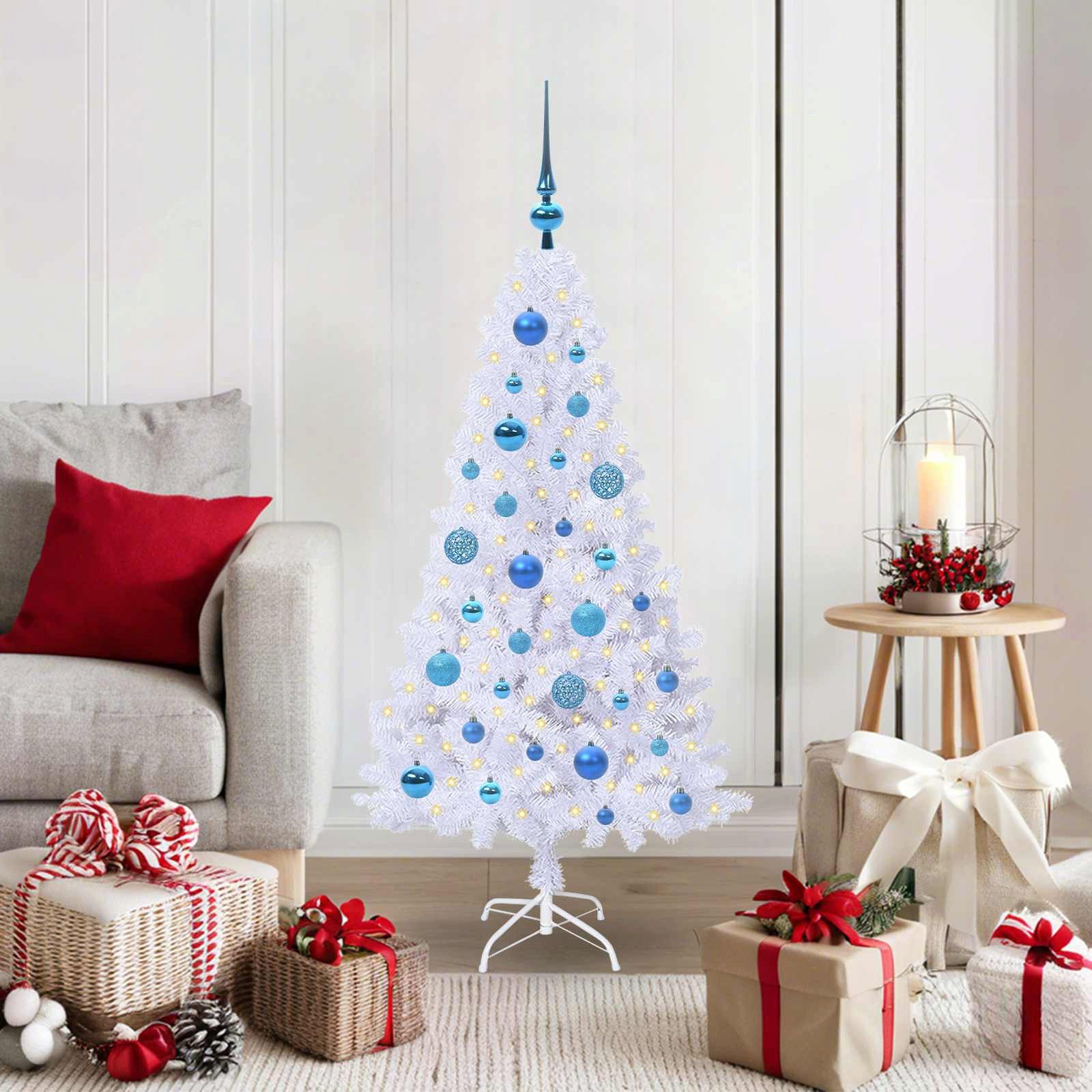 vidaXL Künstlicher Weihnachtsbaum Künstlicher Weihnachtsbaum Weiß 120 cm PVC und Stahl