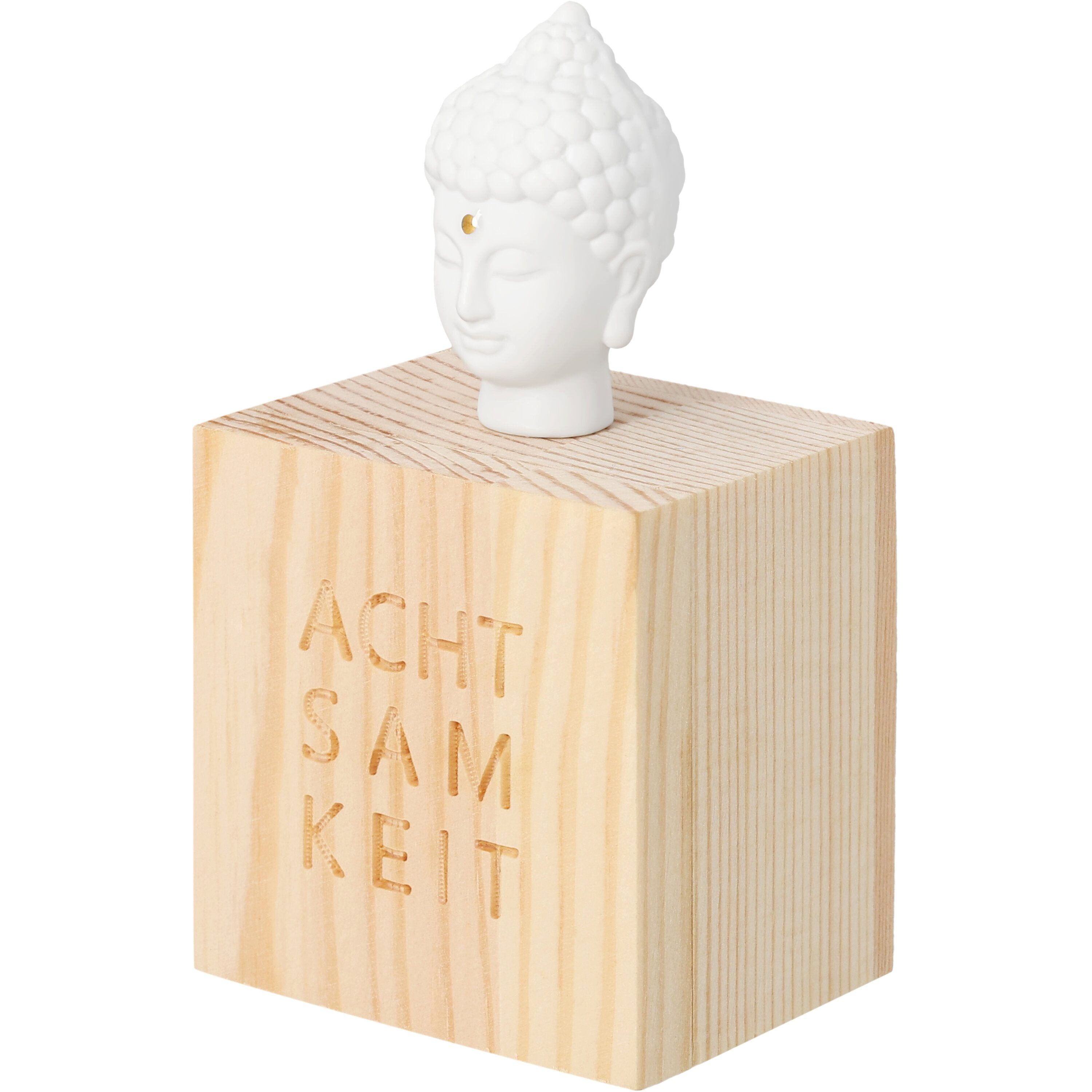 Räder Design Dekoobjekt Glückskästchen Achtsamkeit (Buddha Kopf) im Holzkasten von räder desig