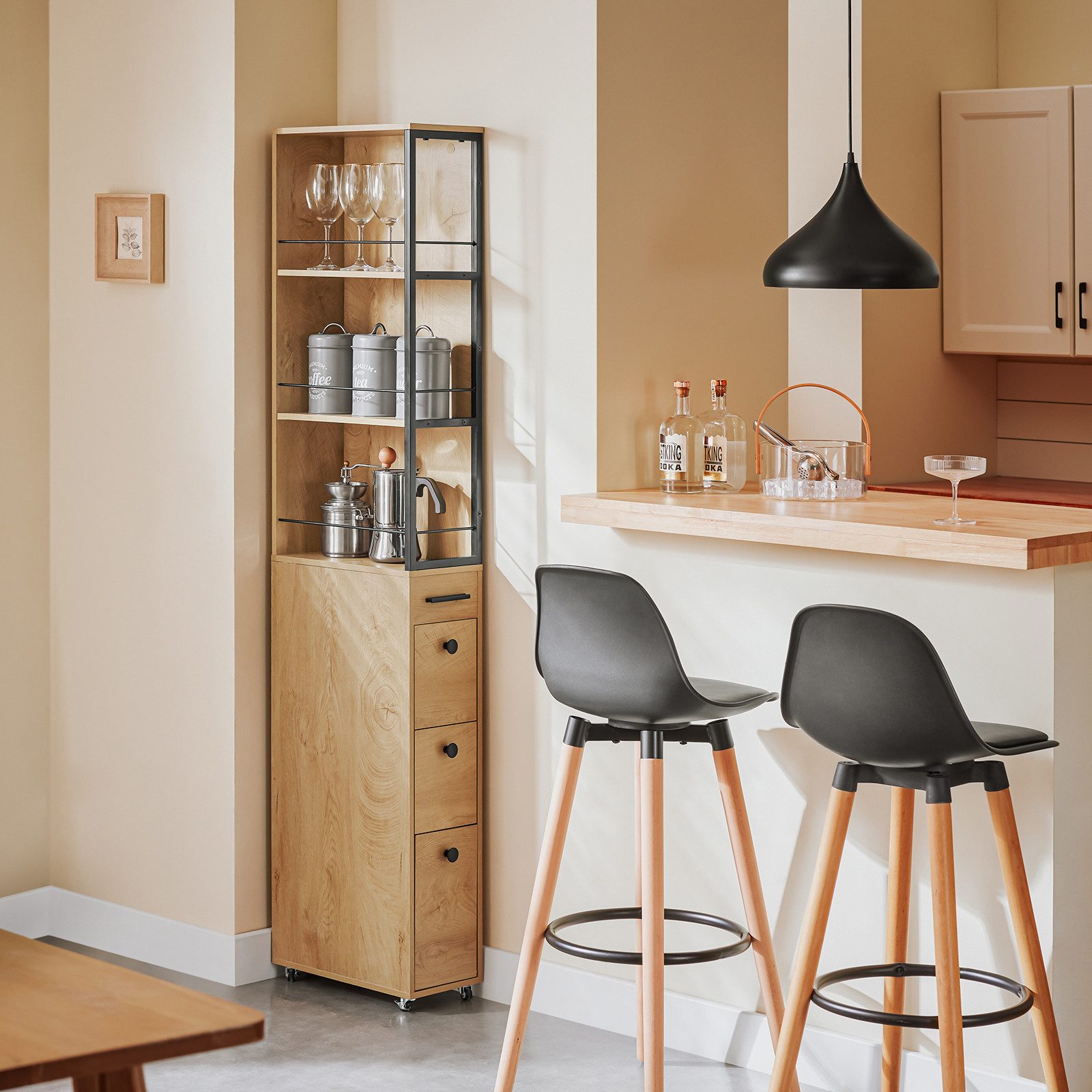 SoBuy Hochschrank NSR13, Küchenwagen, Badrollwagen, Badezimmerregal, günstig online kaufen