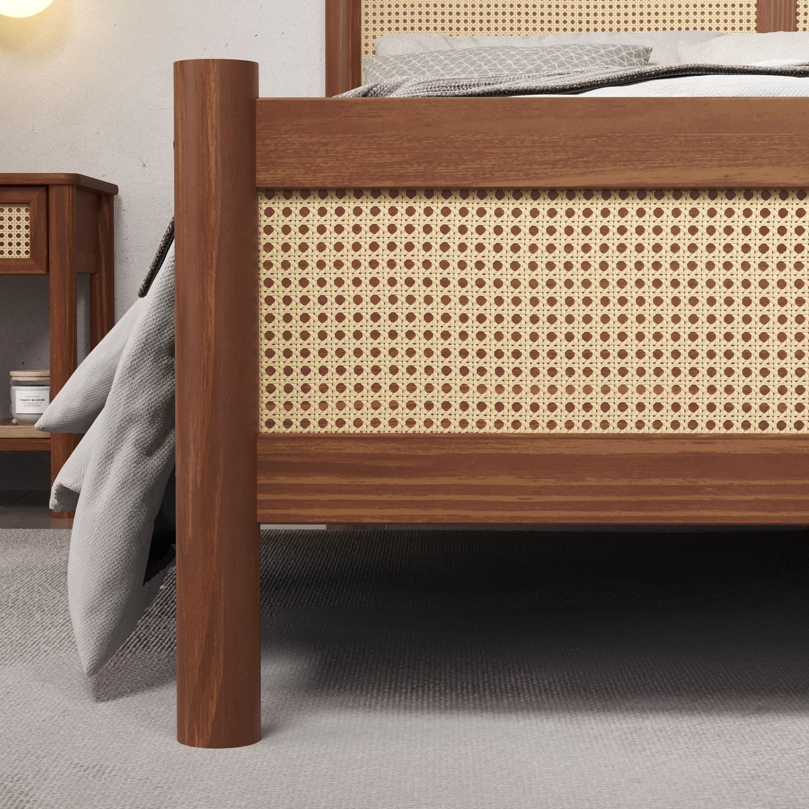 IDIMEX Massivholzbett CEFIRA, Doppelbett 140x190 cm mit Rattangeflecht Eiche Finish – Bild 5 von 5