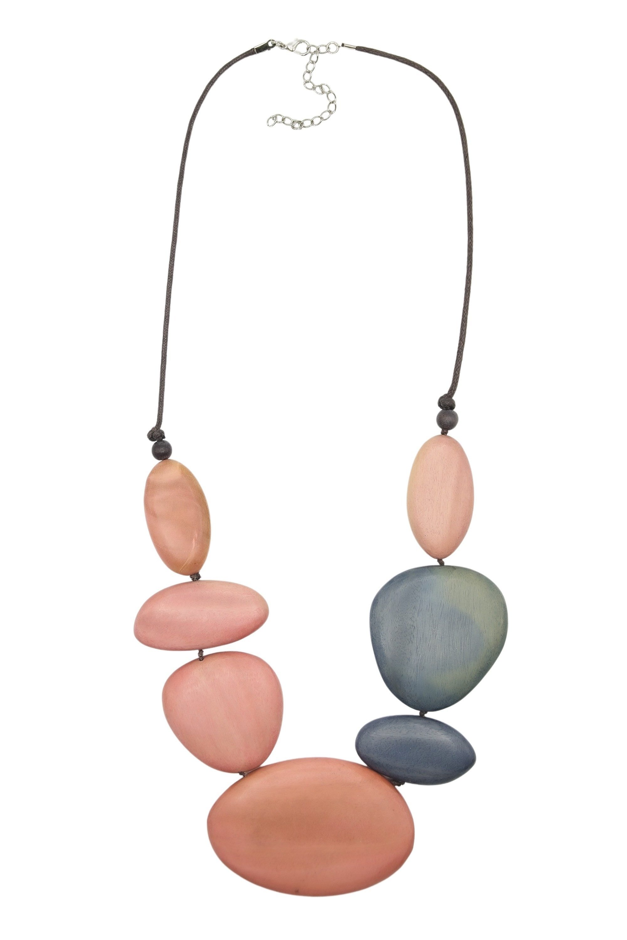 COLLEZIONE ALESSANDRO Lange Kette Benisha, flache Holzperlen in verschiedenen Größen und Formen