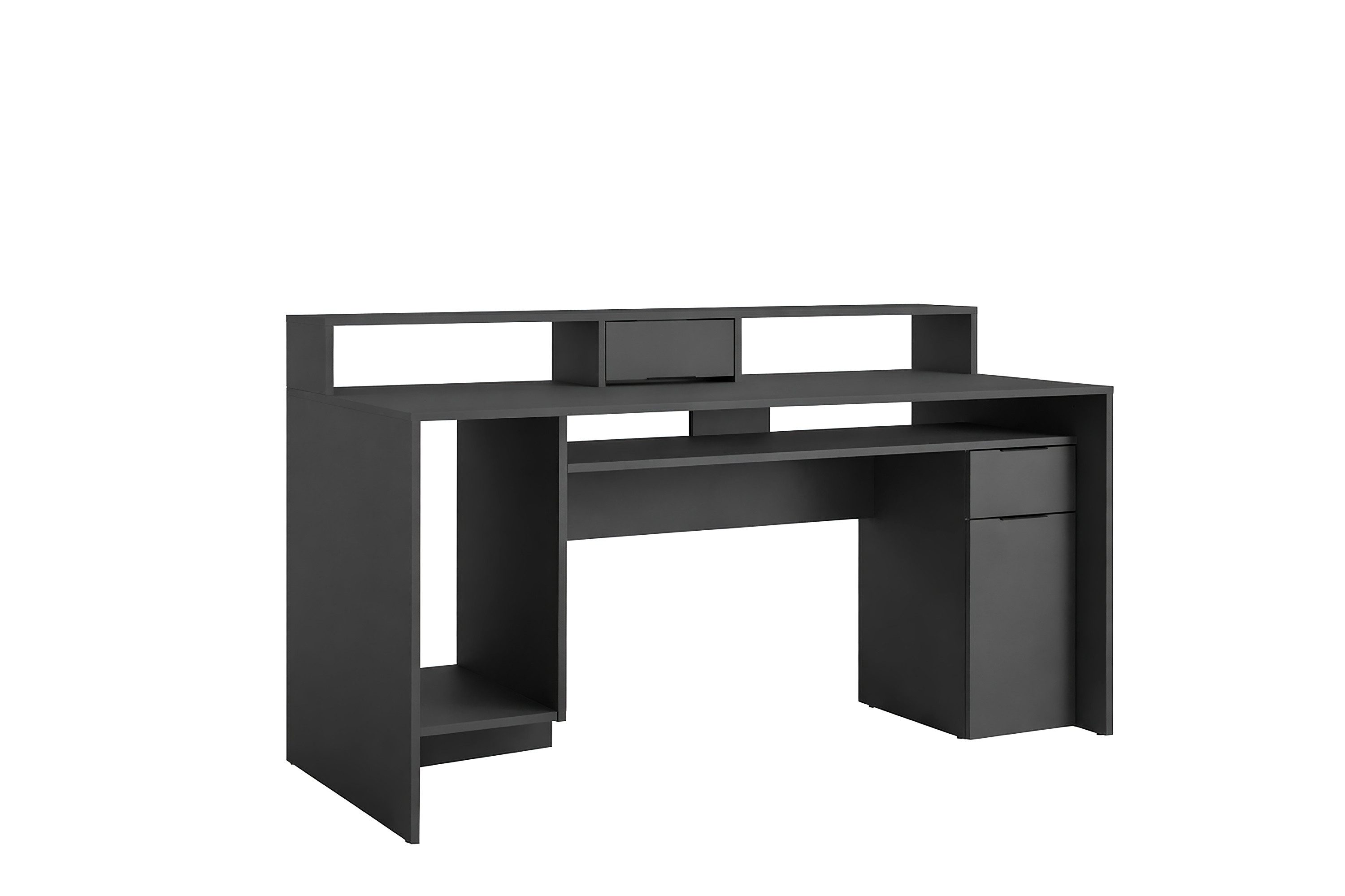 Raumhirsch Furniture Schreibtisch Arbeitstisch, Computertisch, funktional Bürotisch (Maße: 160 x 70 x 91,5 cm (Schublade, Schrankfach, Klappe), offene Fächer, viel Stauraum, modernes Design