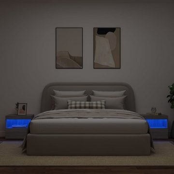 vidaXL Nachttisch Nachttische mit LED-Leuchten 2 Stk Grau Sonoma 50x40x45 cm