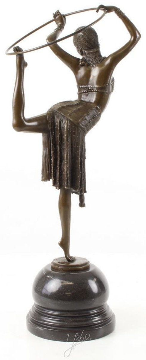 cm Padrino 16,4 Schwarz 21,1 Hoop / Marmorsockel 51,2 x Bronzefigur - x Luxus Dekofigur Hula H. mit Deko Casa Bronze Tänzerin