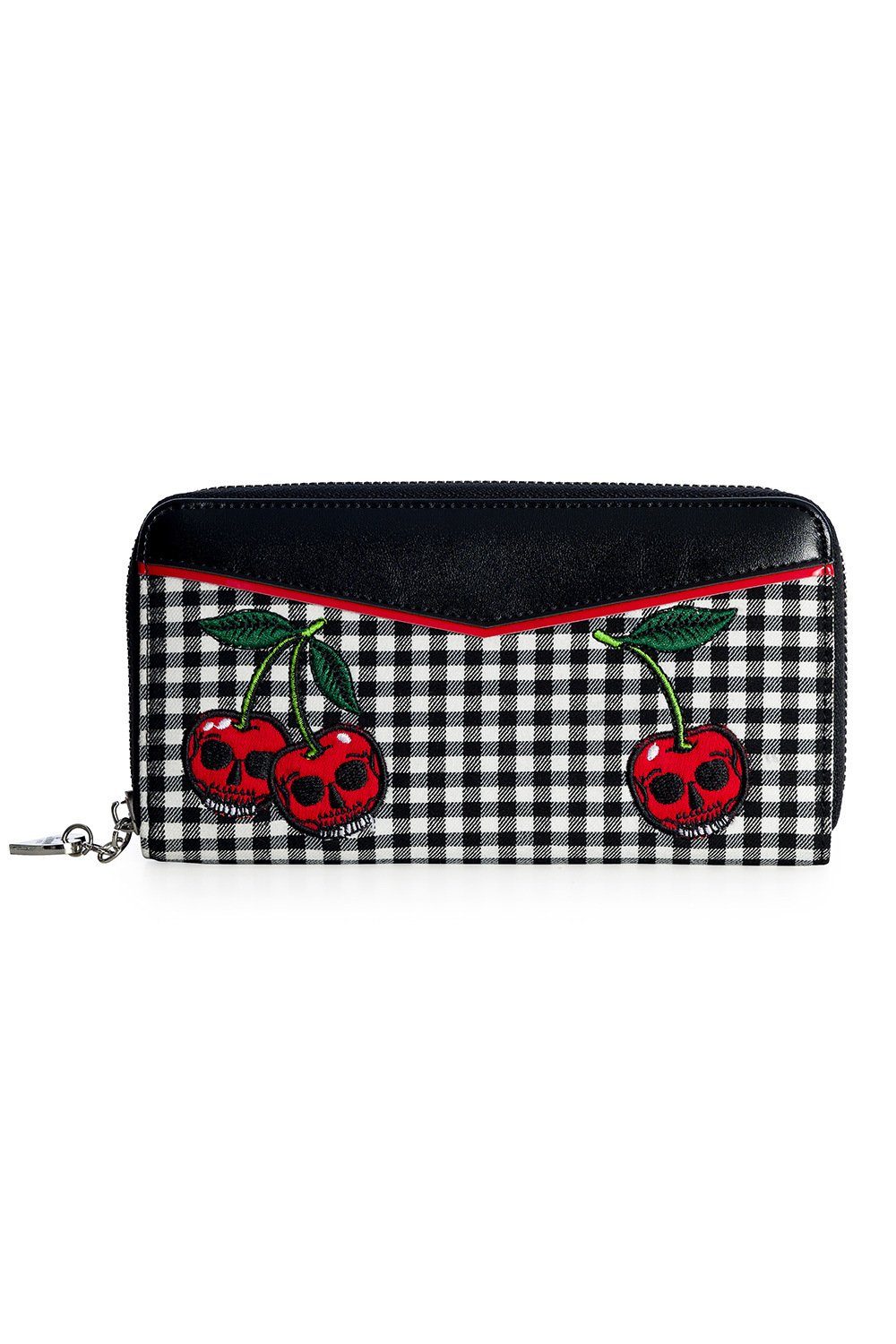 Kirsche Geldbörse Bestickte Rockabilly Totenkopf Cherry, Applikation Banned