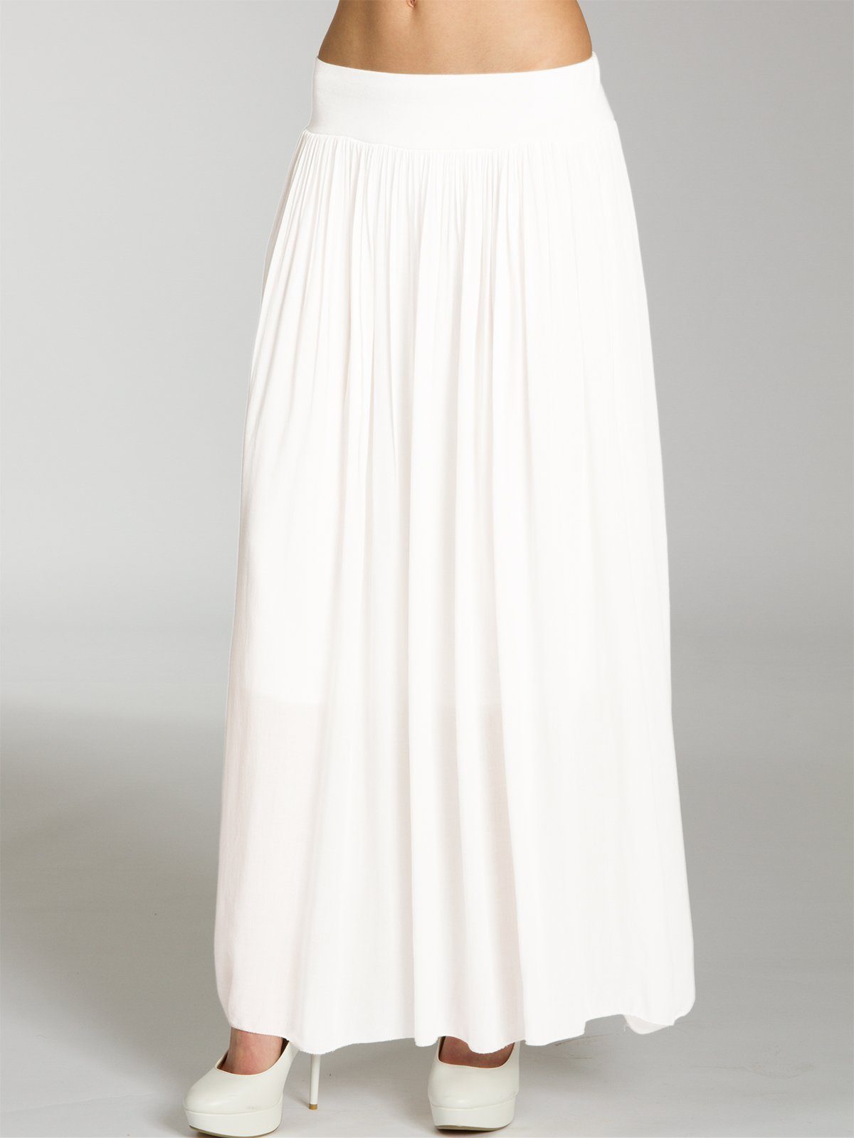 Caspar Faltenrock RO034 leichter langer eleganter Damen Sommer Rock Maxirock - bodenlang bei ca. 157 cm Körpergröße