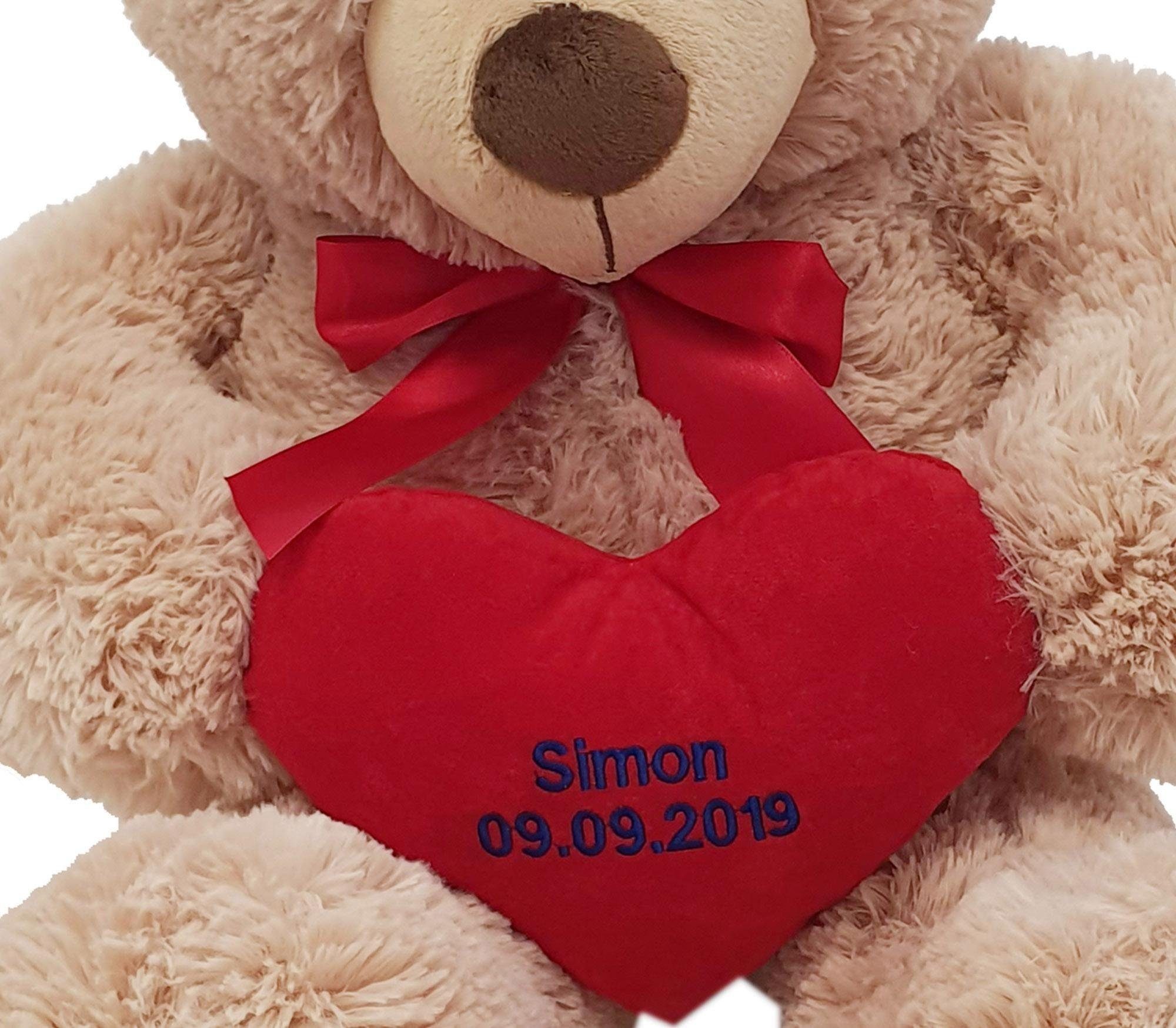 Heunec® Kuscheltier Bär, 70 cm, mit individuell bestickbarem Herz