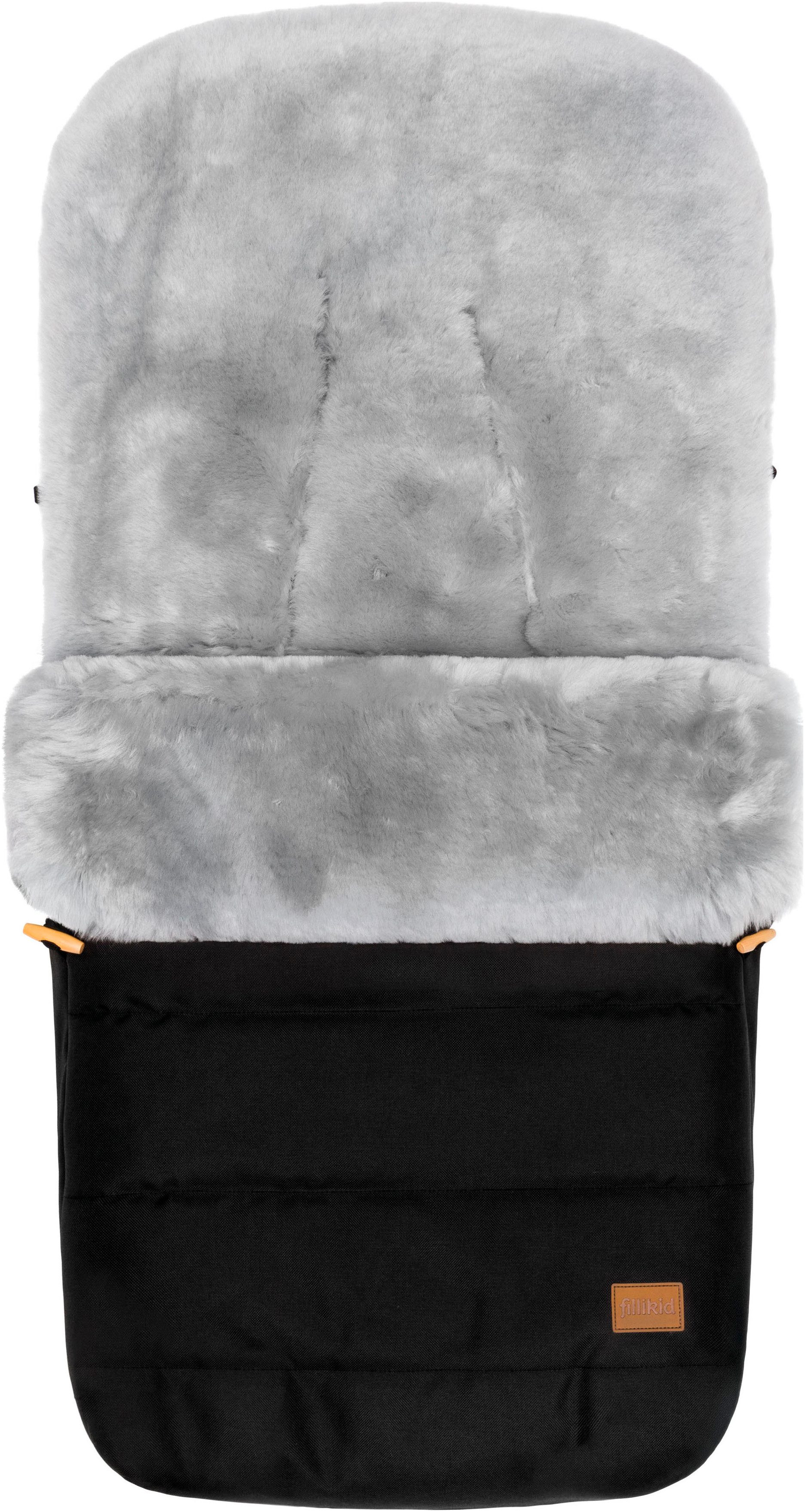 Fillikid Fußsack Bernina Alpina, schwarz, Lammfell grau, Winterfußsack