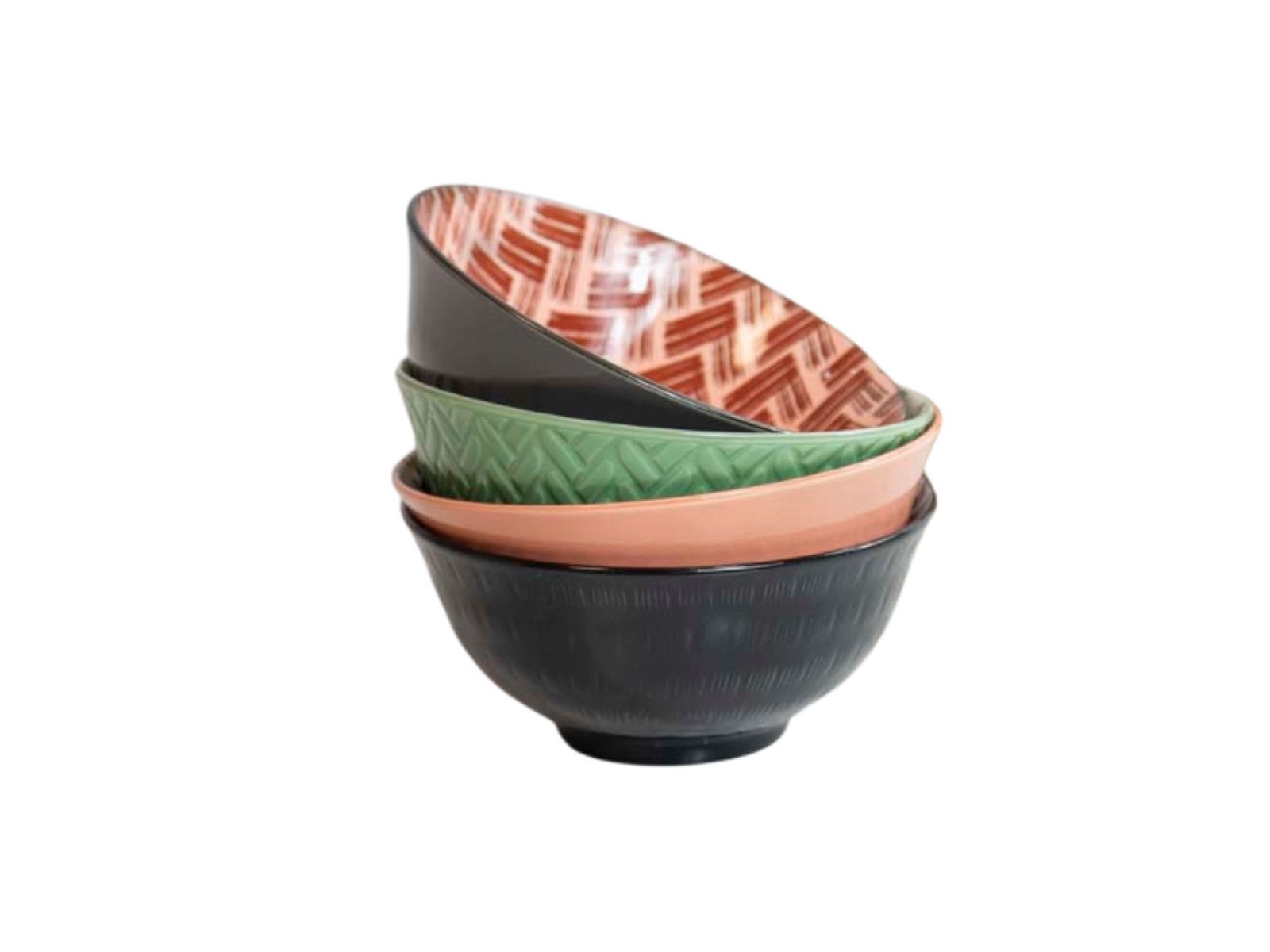 Kitchencraft Schale Bowl Pattern 15 cm Set4, Steinzeug, (Schüsseln & Schalen)