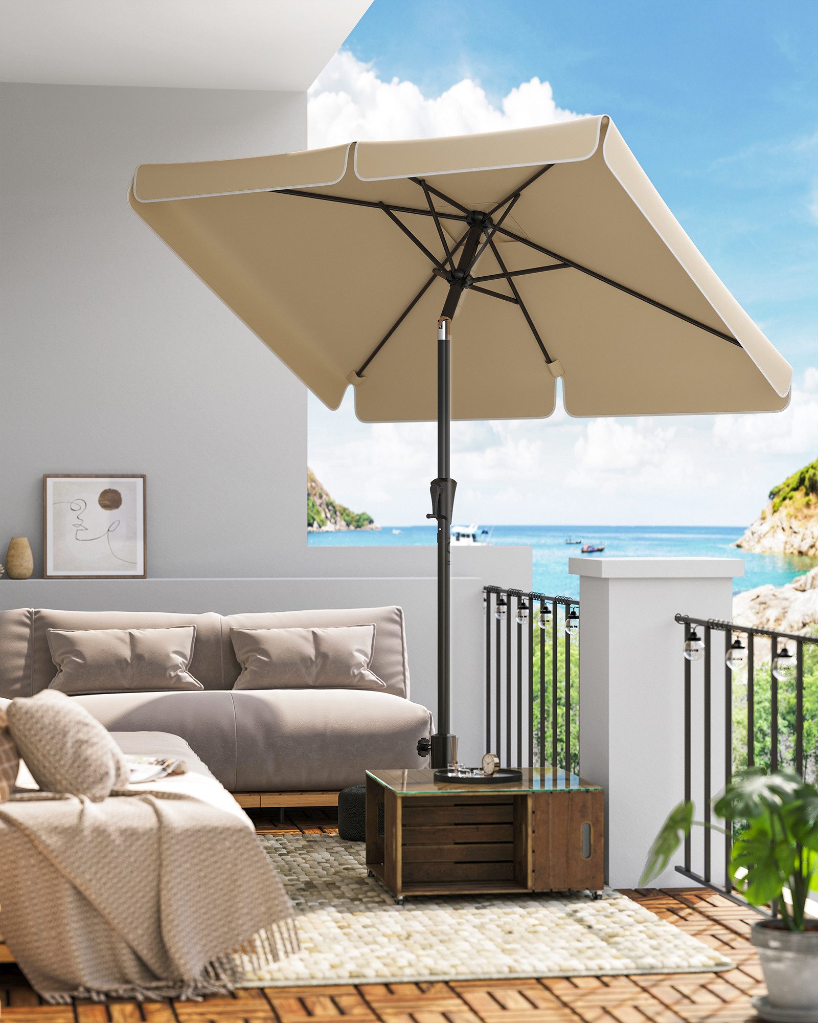 SONGMICS Sonnenschirm, LxB: 200,00x150,00 cm, Balkonschirm, günstig online kaufen