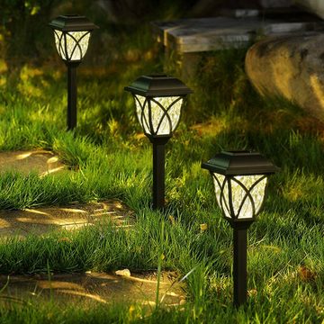 oyajia LED Solarleuchte 6x Solar Gartenleuchte mit Erdspieß, IP44, Warmweiß