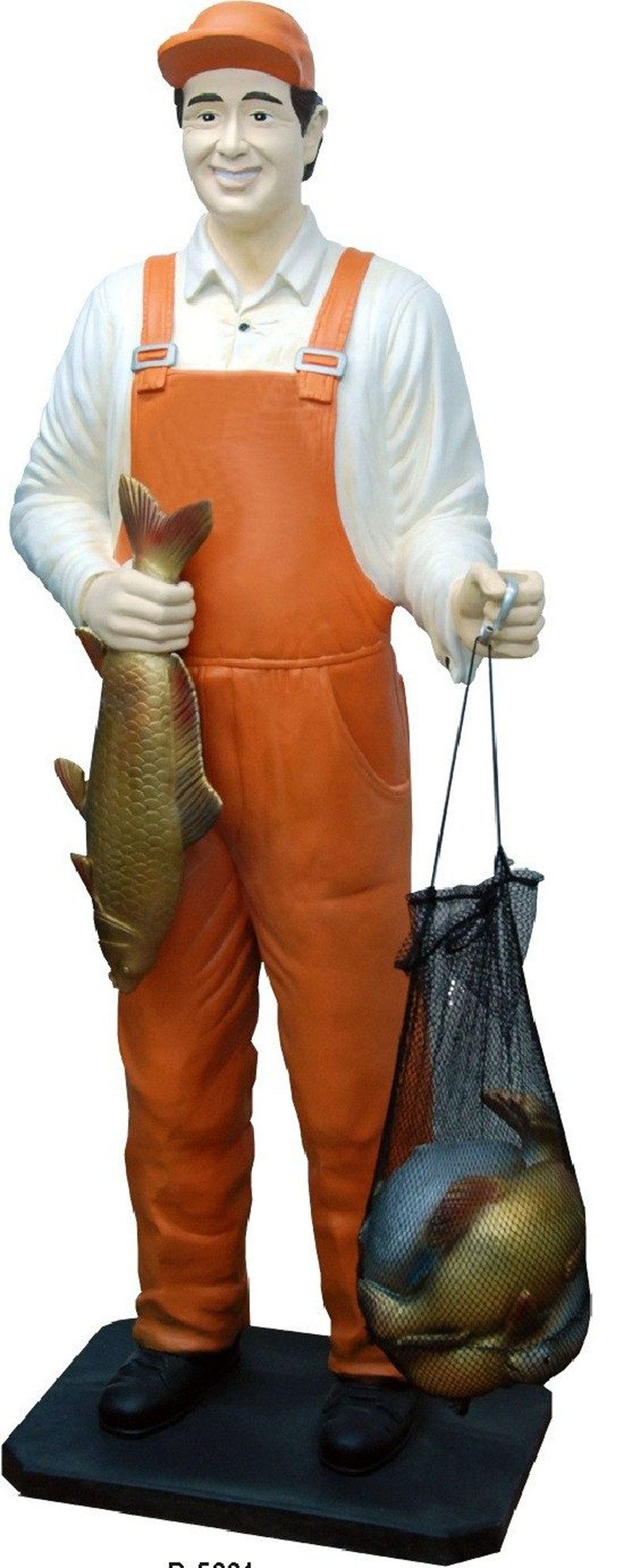 JVmoebel Dekoobjekt Fischer Figur aus Kunststein in Bronze-Optik, Made in Europa