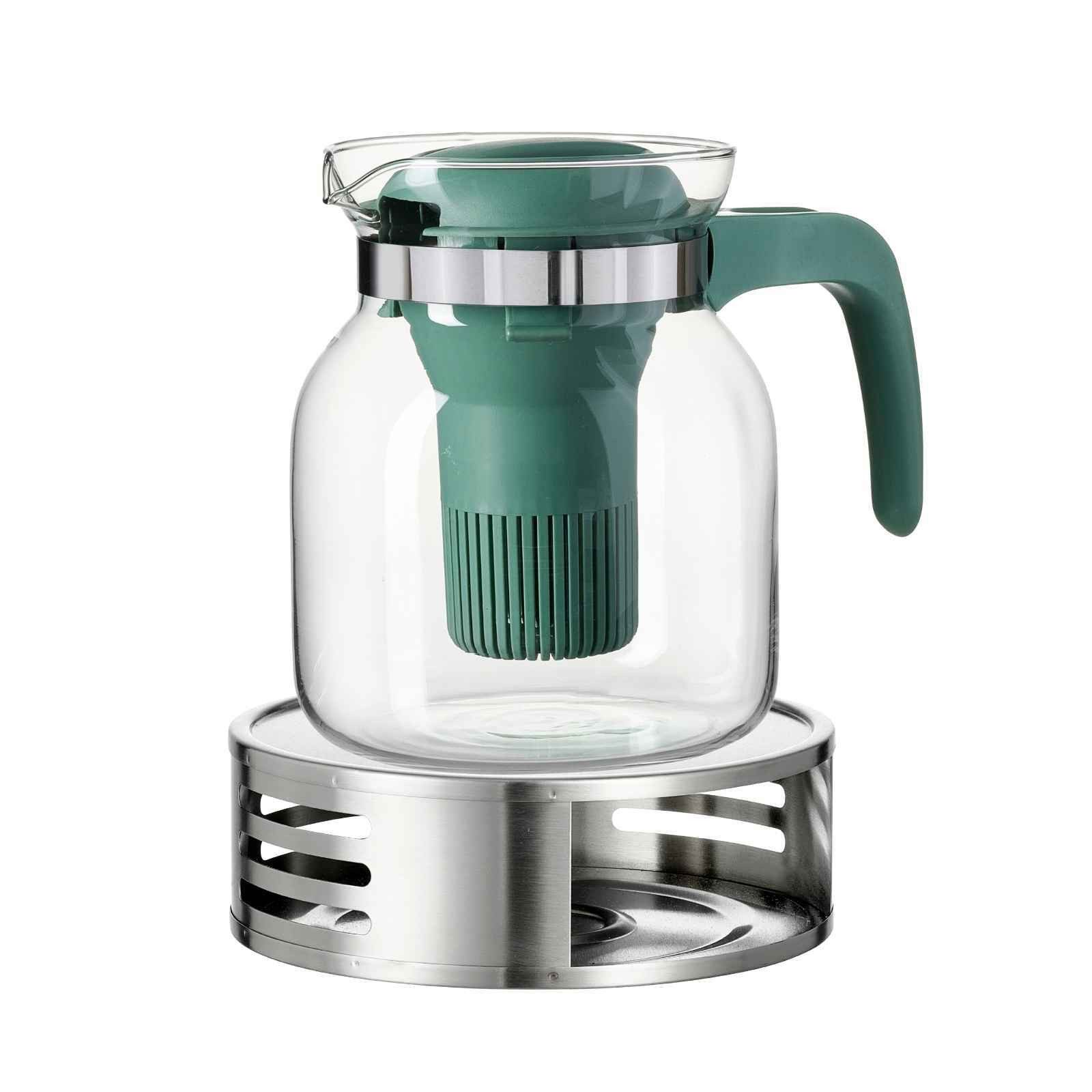 Ritzenhoff & Breker Teekanne Salvia Teekanne mit Stövchen 1,2 l 2er Set, 1200 l, (1x Teekanne, 1x Stövchen, 2-St), Spülmaschinengeeignet