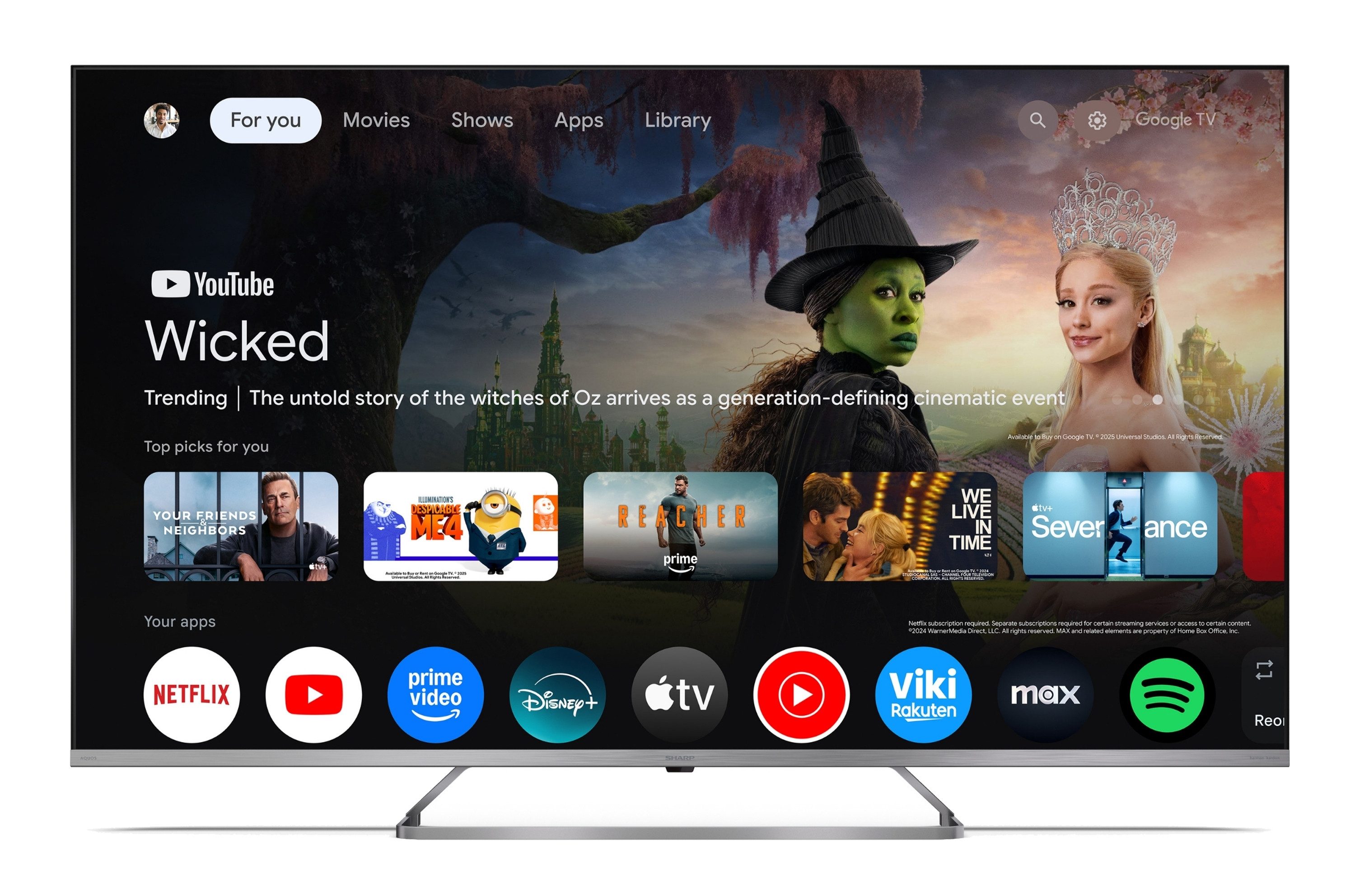 Sharp 55JP7765E QLED-Fernseher (139 cm/55 Zoll, 4K Ultra HD, Google TV, Google TV, Mini-LED, HDR Dolby Vision & Atmos, Sound by Harman Kardon)