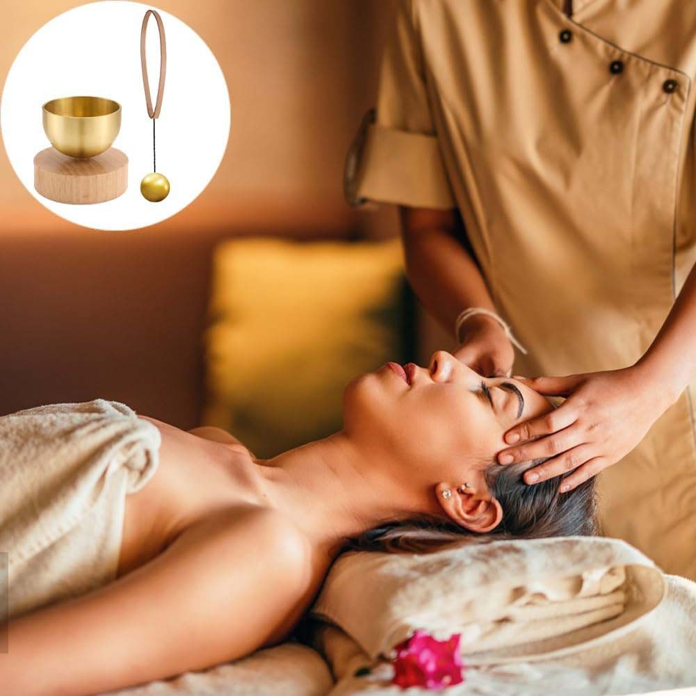 PRIISF Beruhigungs- und Entspannungsgerät Original Tibetische Klangschale Mini Klangschalen Set Klang Schüssel, Silent Mind Percussion-Set Handgefertigtes Komplett mit Kissen Klöppel, Messing Klangschale Meditationszubehör Geschenke für Frauen, Männer, für Meditation Sound Chakra Healing Yoga Entspannung