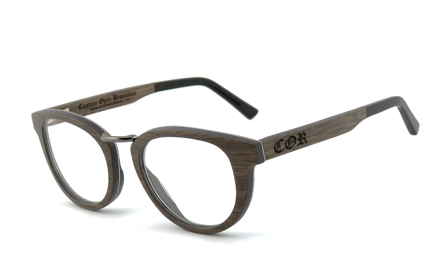 COR004 mit Brille Flex-Scharnieren Bügel Holzbrille, COR