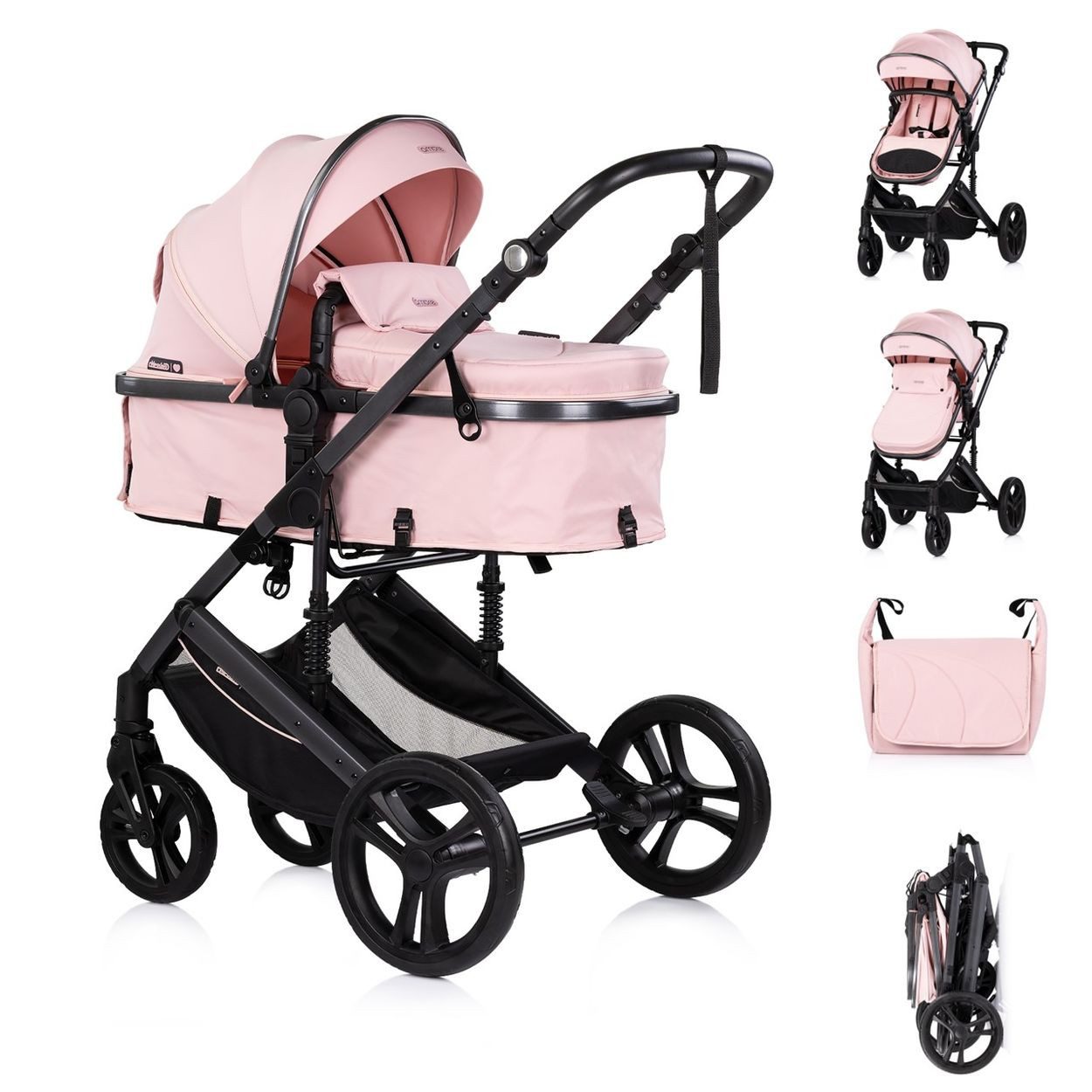 Chipolino Kombi-Kinderwagen Amore 2 in 1, EVA-Material, 5-Punkt-Gurt, Babywanne, Babyschale, Sportsitz