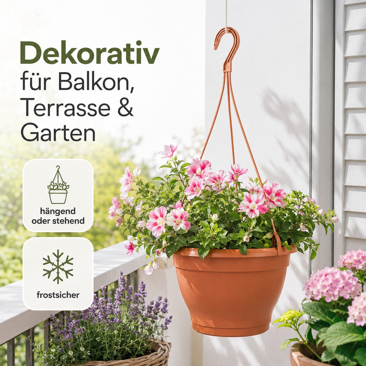 Testrut Blumenampel Blumentopf Hängeampel Lea Terrakotta Ø ca. 25 cm