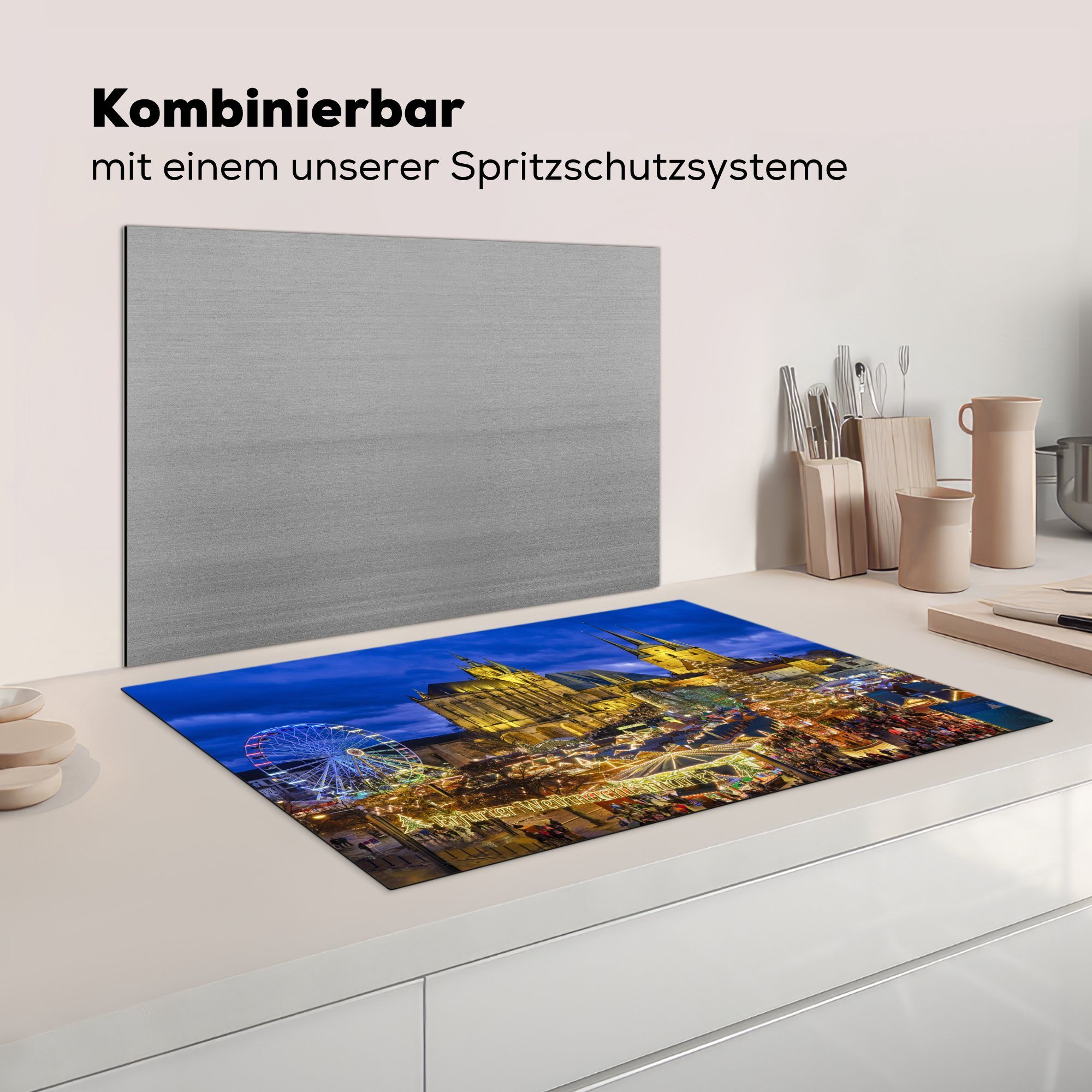 Herdblende-/Abdeckplatte cm, Induktionskochfeld Deutschland, die 81x52 Vinyl, Abendfoto (1 tlg), in Erfurt für Schutz MuchoWow von küche, Ceranfeldabdeckung