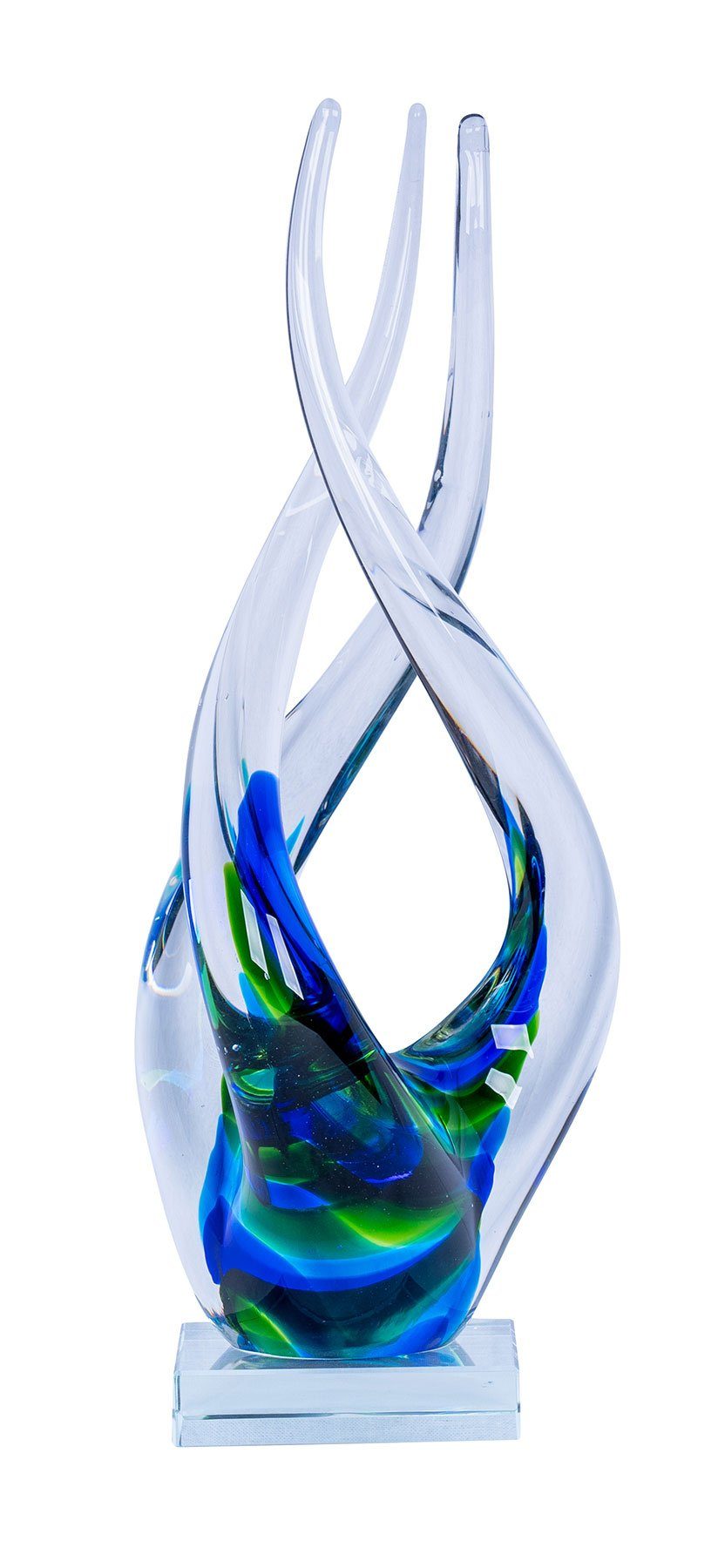 Levandeo® Skulptur, Designer Skulptur H32cm Glasskulptur Blau Grün Glasfigu günstig online kaufen