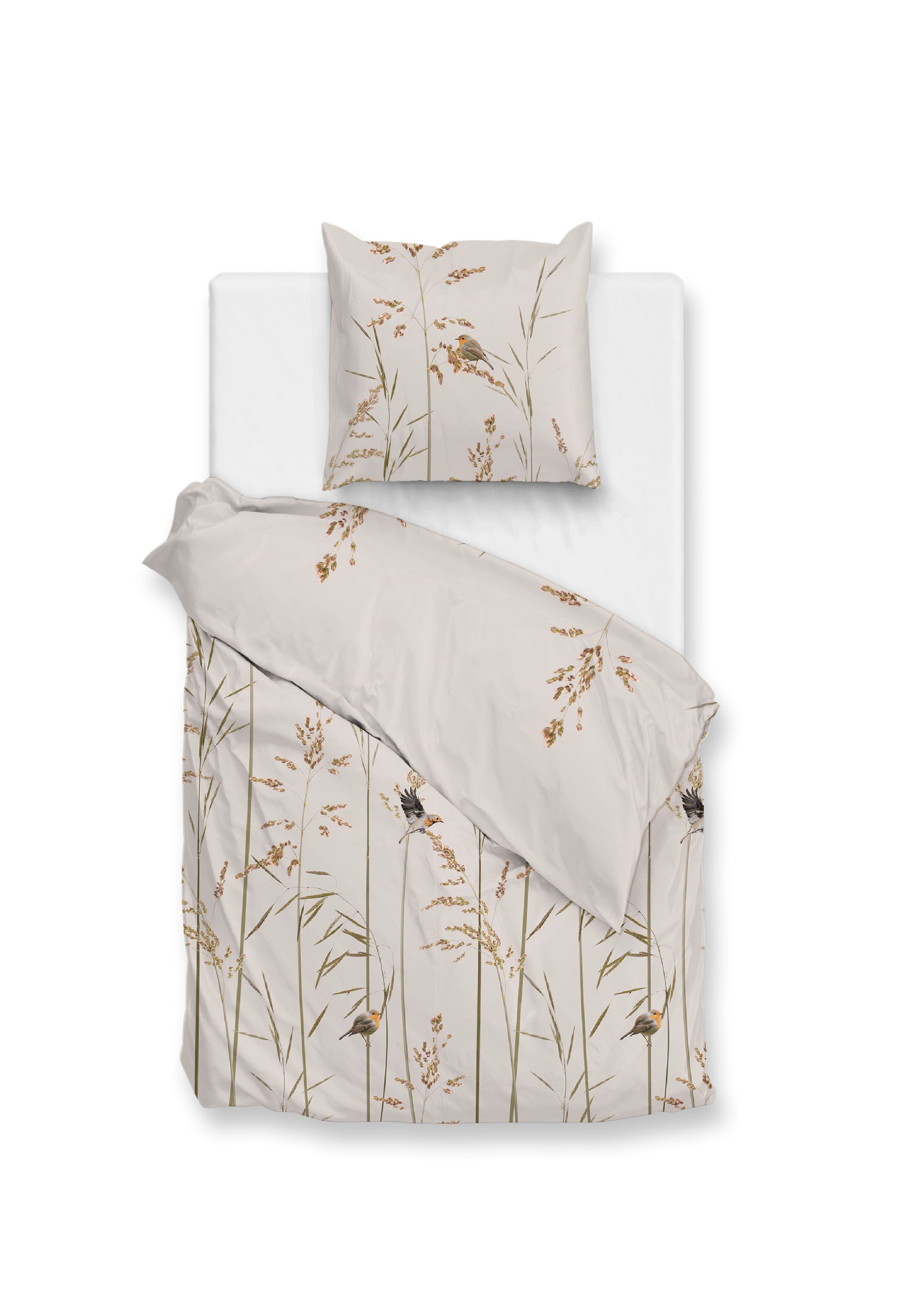 Bettwäsche Zo! Home Flanell Bettwäsche 135x200 cm Pettirosso Natural Gräser günstig online kaufen