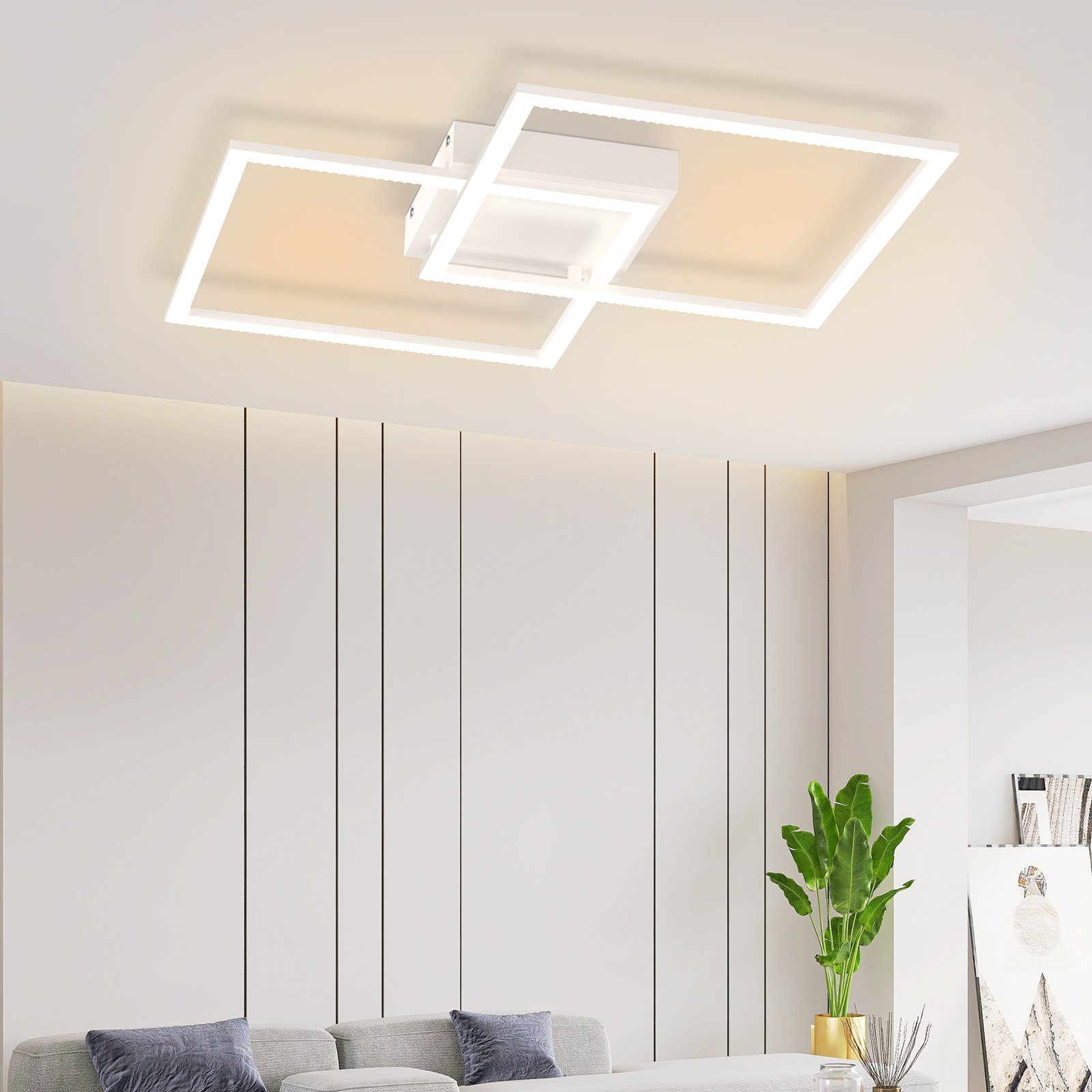 Kristall Dimmbar LED Nettlife mit Modern Deckenleuchte Deckenbeleuchtung Fernbedienung Weiß 52W Design