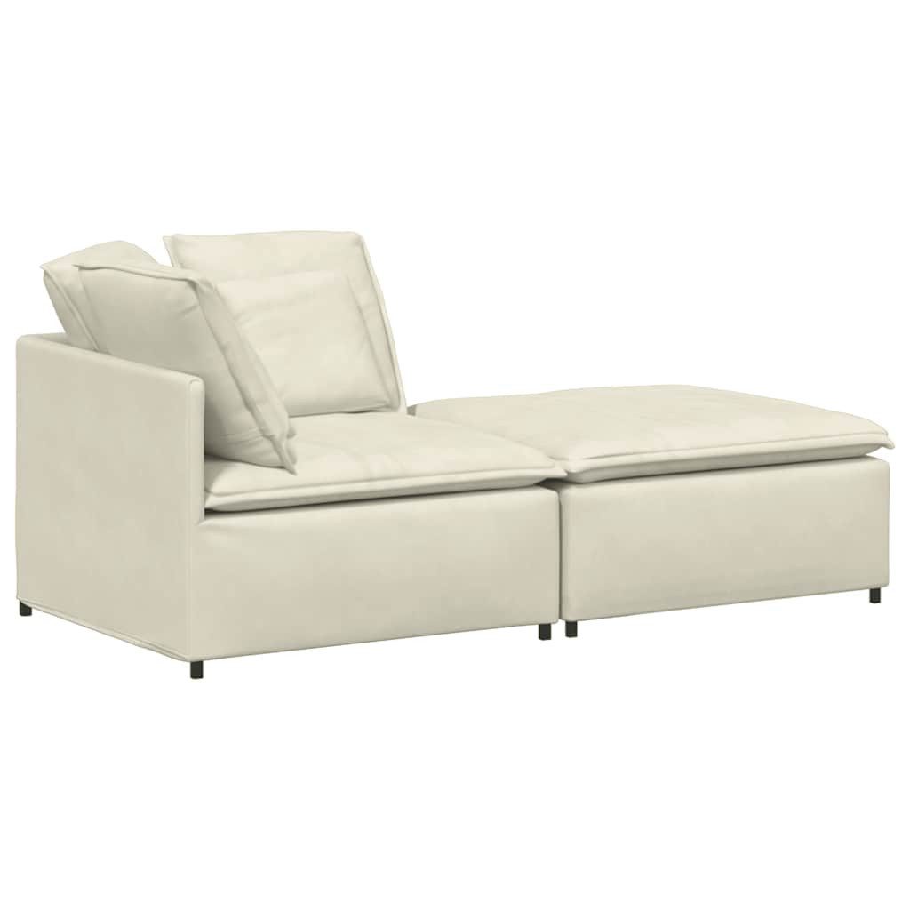 vidaXL Sofaelement Modulares Sofa mit Fußhocker Kissen Samt Cream