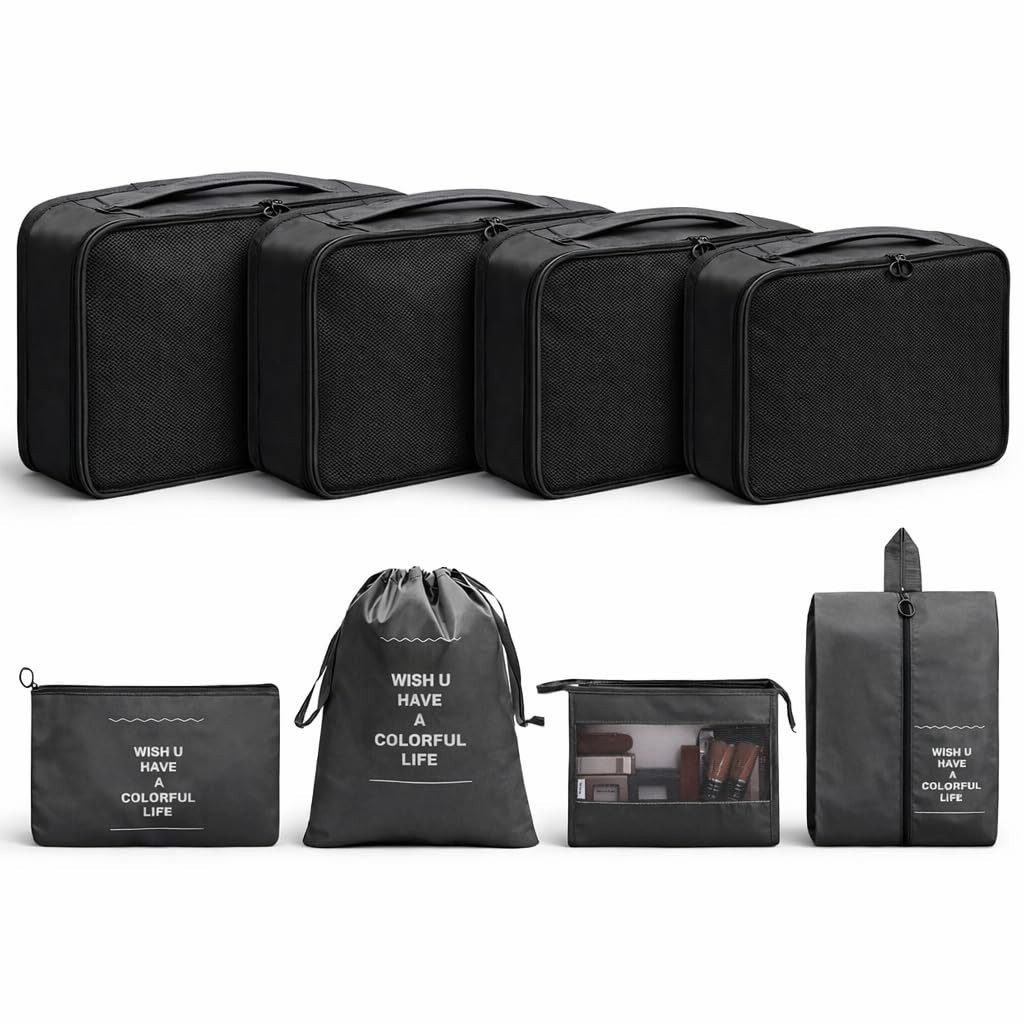 TK Gruppe Kofferorganizer Koffer Organizer 8er – Kofferorganizer Packtaschen Packwürfel Reisen (Set, 8er Set)