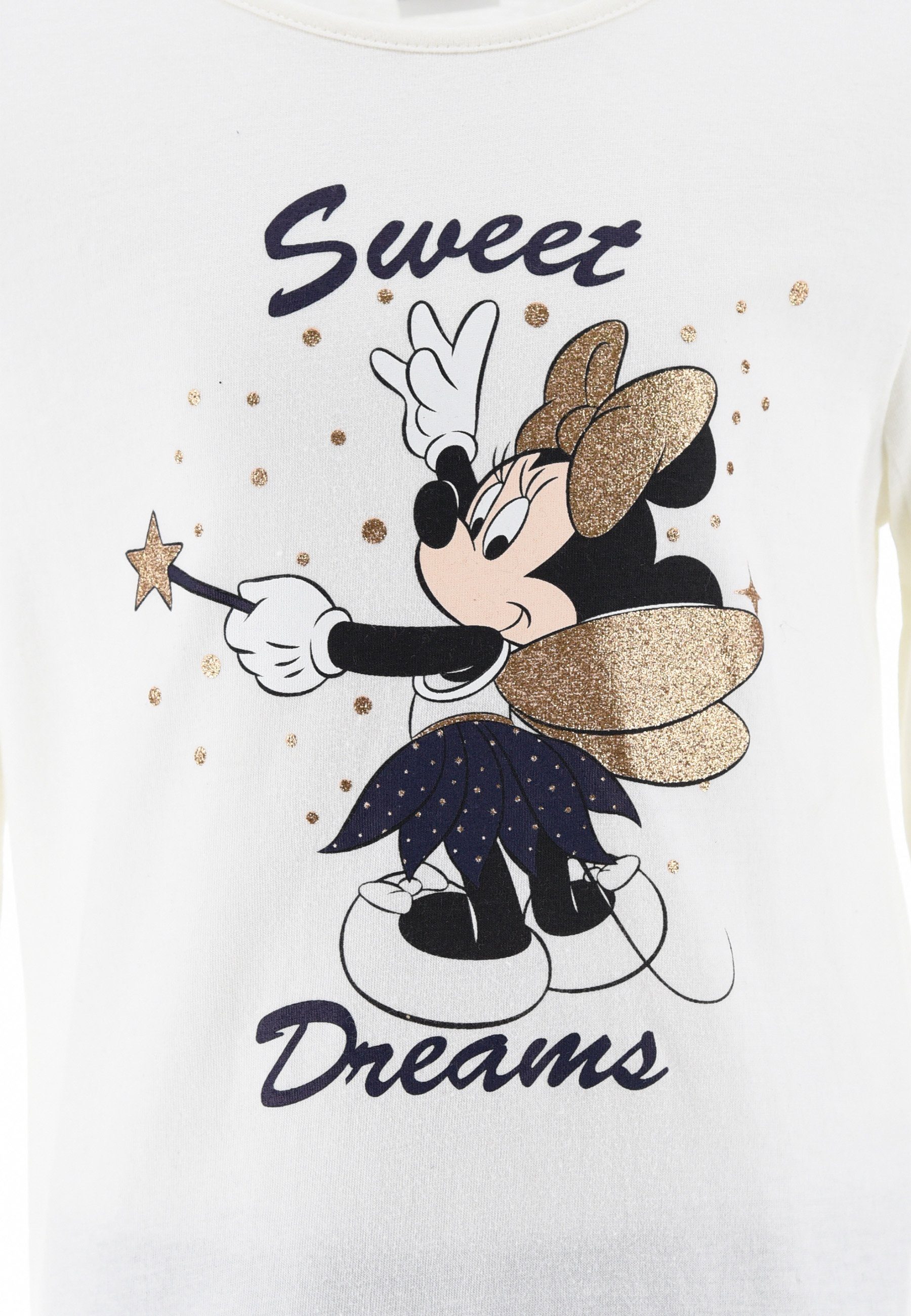 Schlaf-Hose Schlafanzug + Disney Pyjama Langarm tlg) Mini Kinder Mädchen Shirt Weiß Maus Kinder (2 Minnie Schlafanzug Mouse