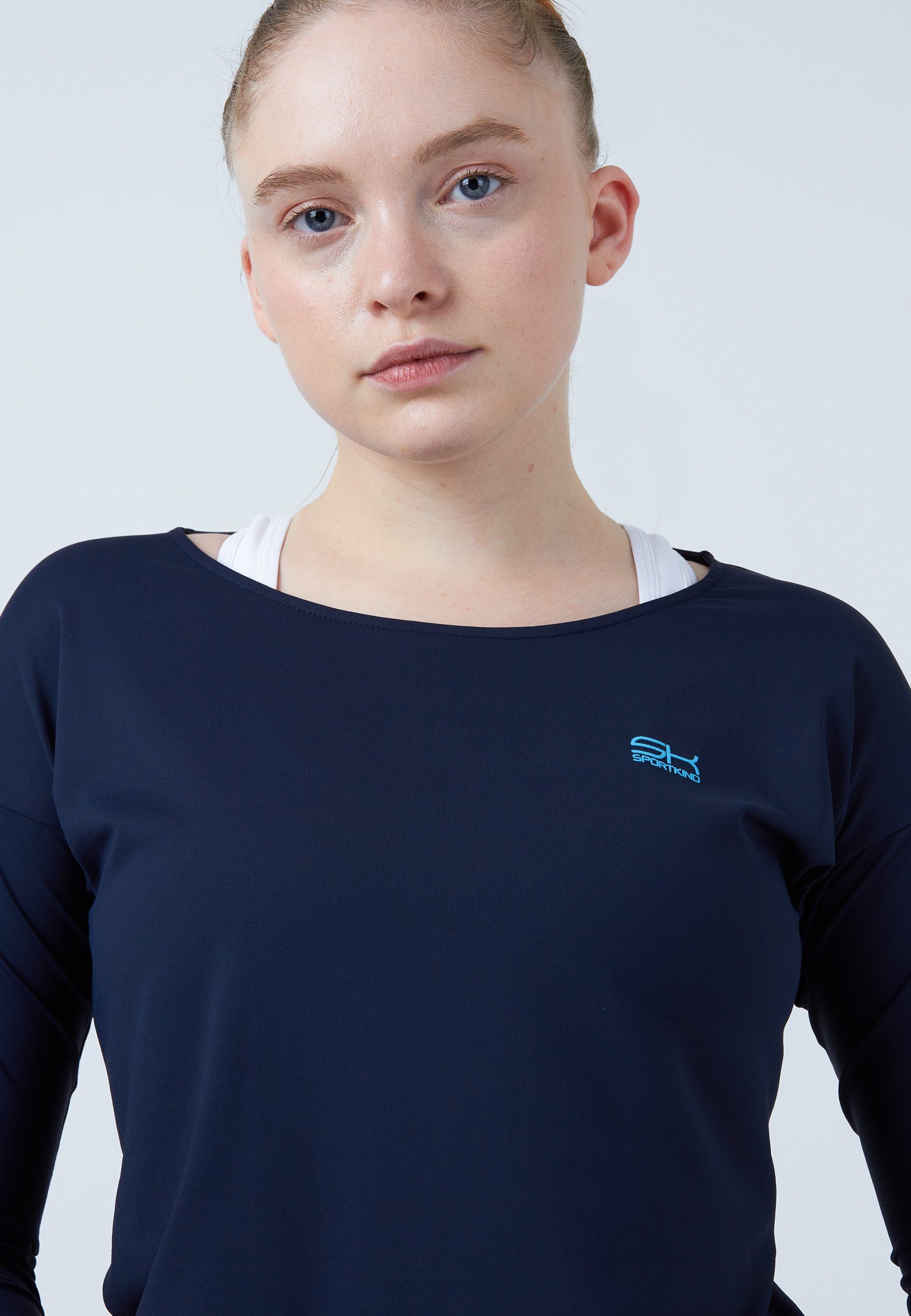 SPORTKIND Mädchen Shirt navy 3/4 blau Loose Fit & Funktionsshirt Tennis Damen
