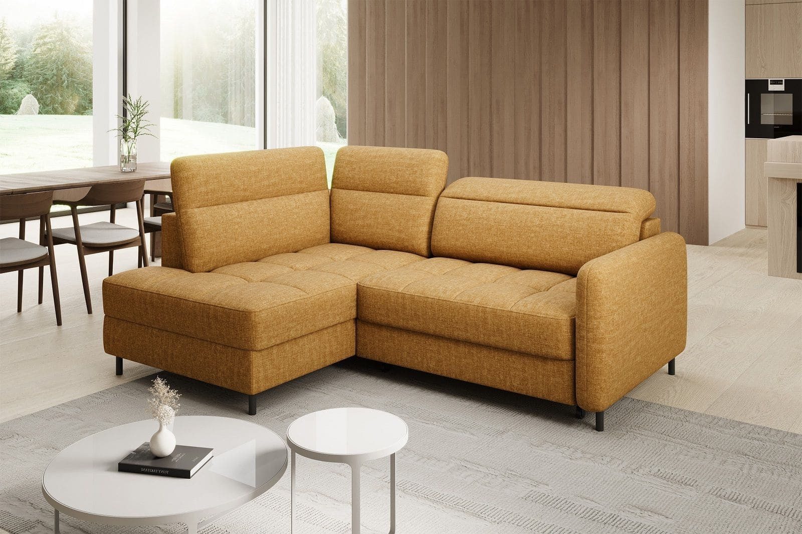 Myhomelando Ecksofa Lalea, kleines Sofa L-Form, Schlaffunktion & Bettkasten, 208x160cm, Kleines Ecksofa L-Form mit Schlaffunktion und Bettkasten