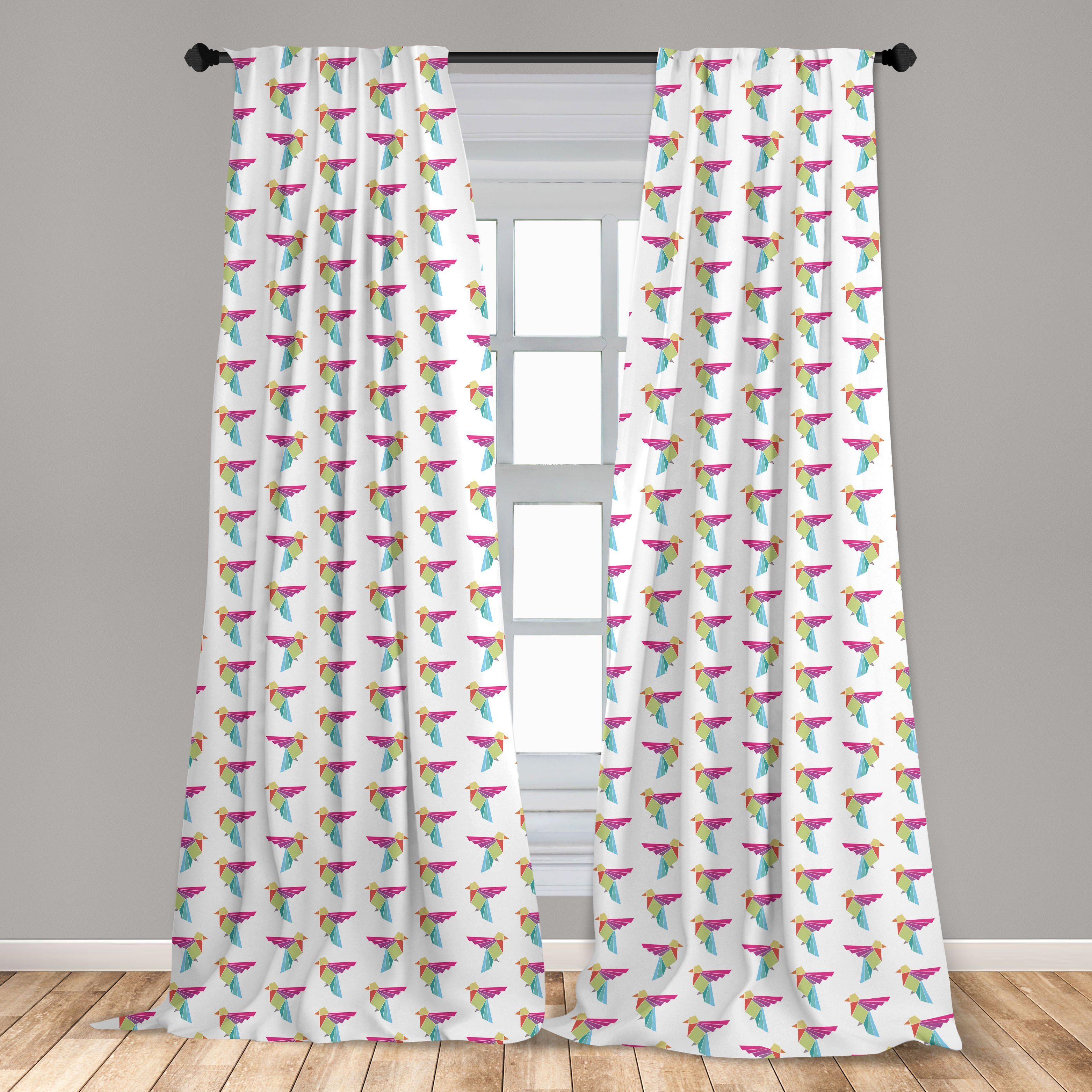 Gardine Vorhang für Wohnzimmer Schlafzimmer Microfaser, Abakuhaus, Vogel Origami Dekor, Papierkunst Japanische