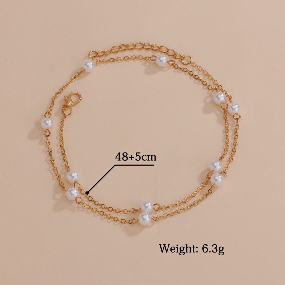 Perlenlegierung, Dekorative Fußkettchen modisches (2-tlg) aus Damen-Strand-Fußkettchen Fußkette