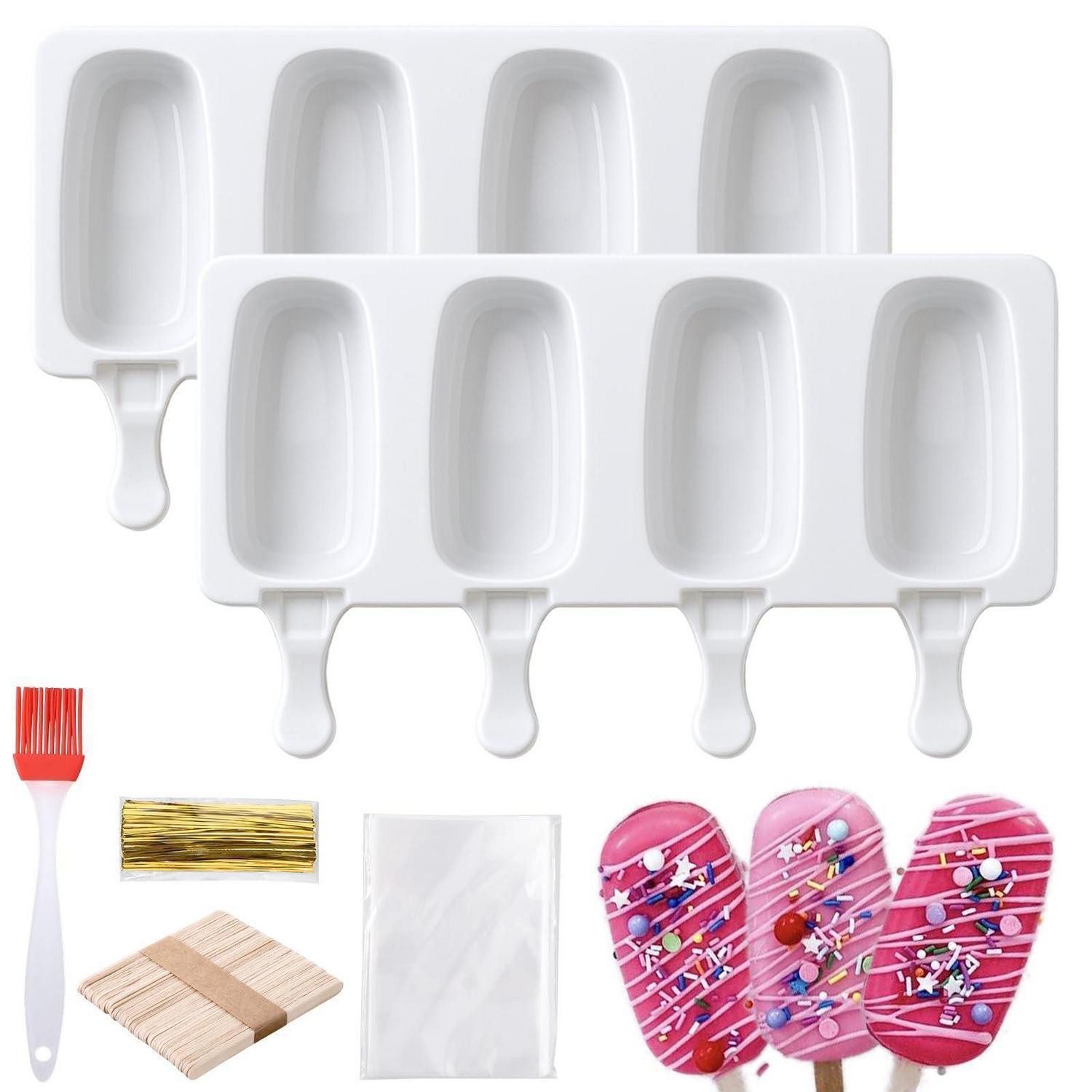 LuxusKollektion Cake-Pop-Form Cakesicle Formen Silikon 2 Stk. + Zubehör Weiß