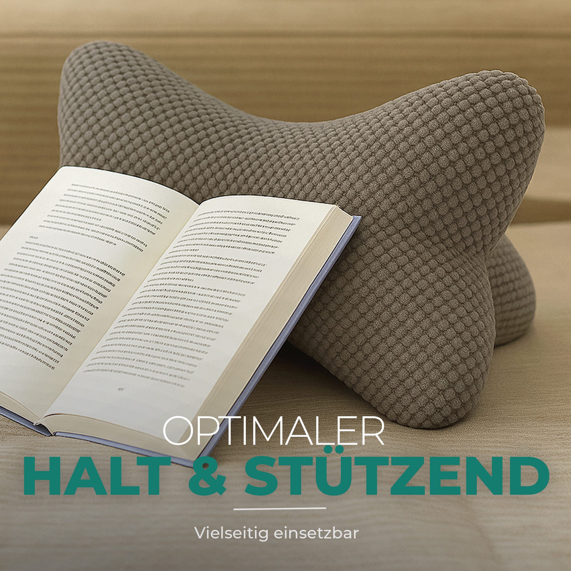 Bestlivings Buchkissen Leseknochen für den Nacken, 18x35 cm, ergonomisch, Bubble-Optik, formstabil, waschbar bei 30°C