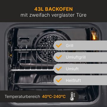 BOMANN Elektro-Standherd EHC 7939, 4 Kochzonen, 9 Backofen Funktionen, 43l Ofen