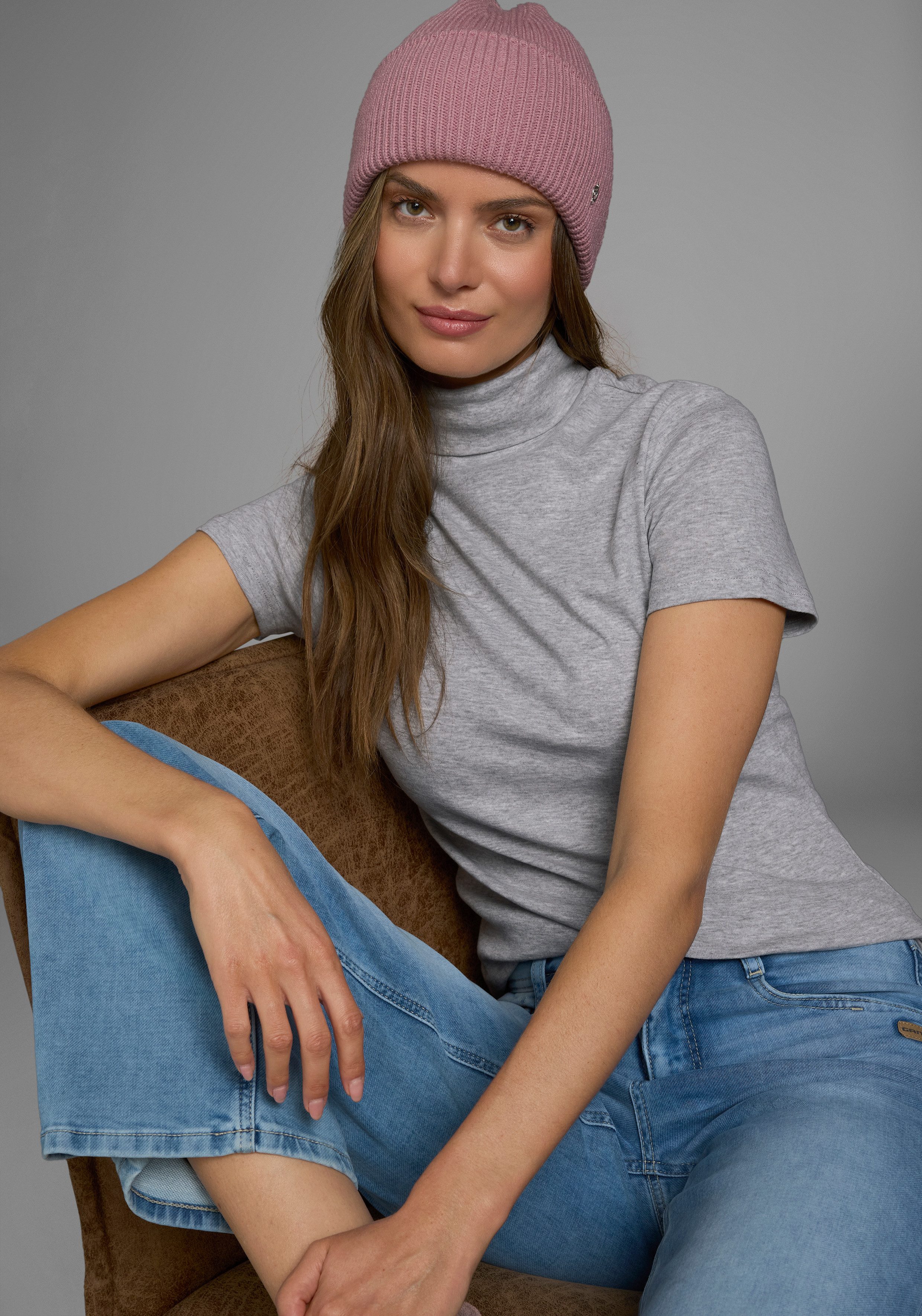 Flashlights Rollkragenshirt figurbetont, Basic-Stil, Rollkragen, aus 100% Baumwolle, elastisch