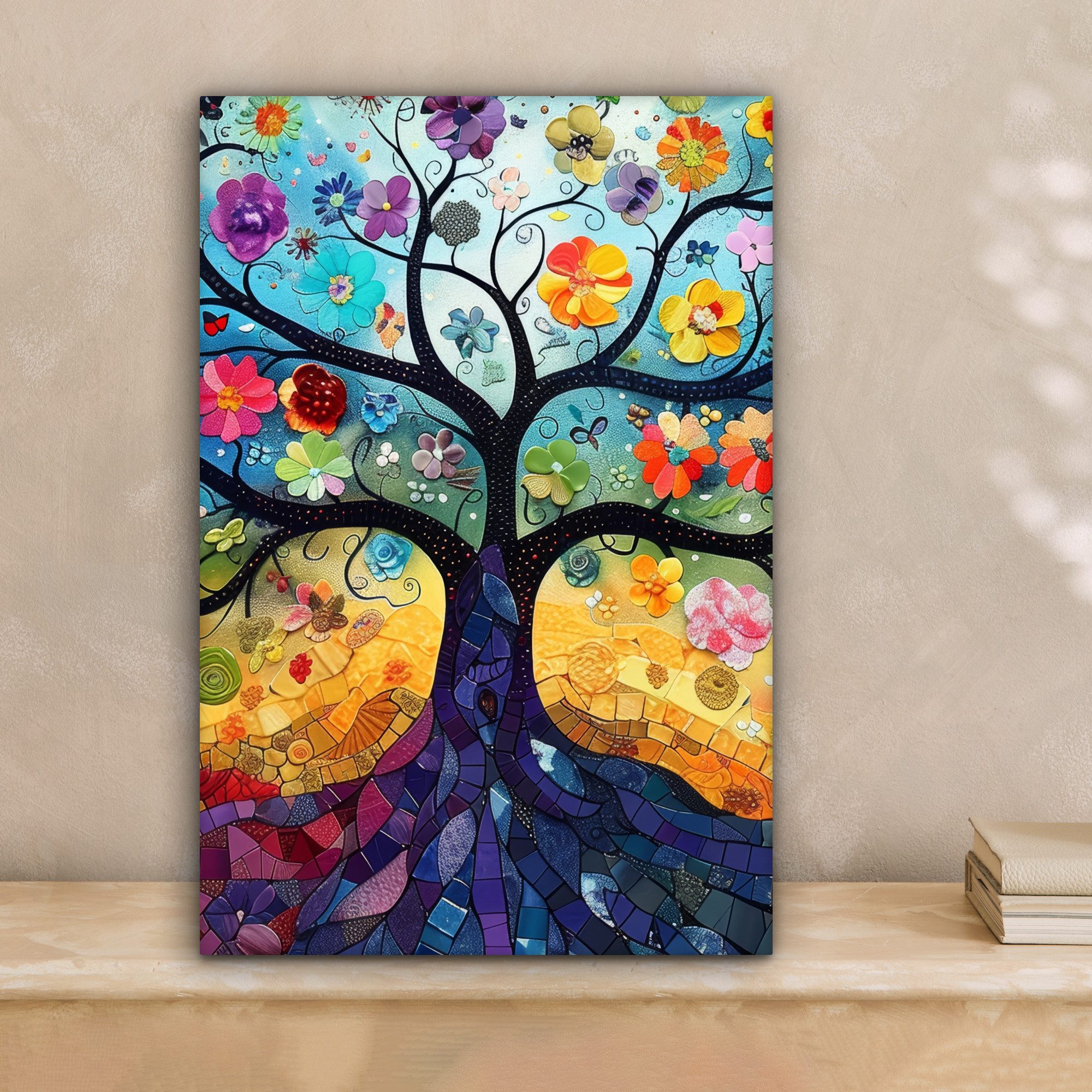 OneMillionCanvasses® Leinwandbild Baum - Bunt - Blumen - Kunst - Abstrakt, günstig online kaufen