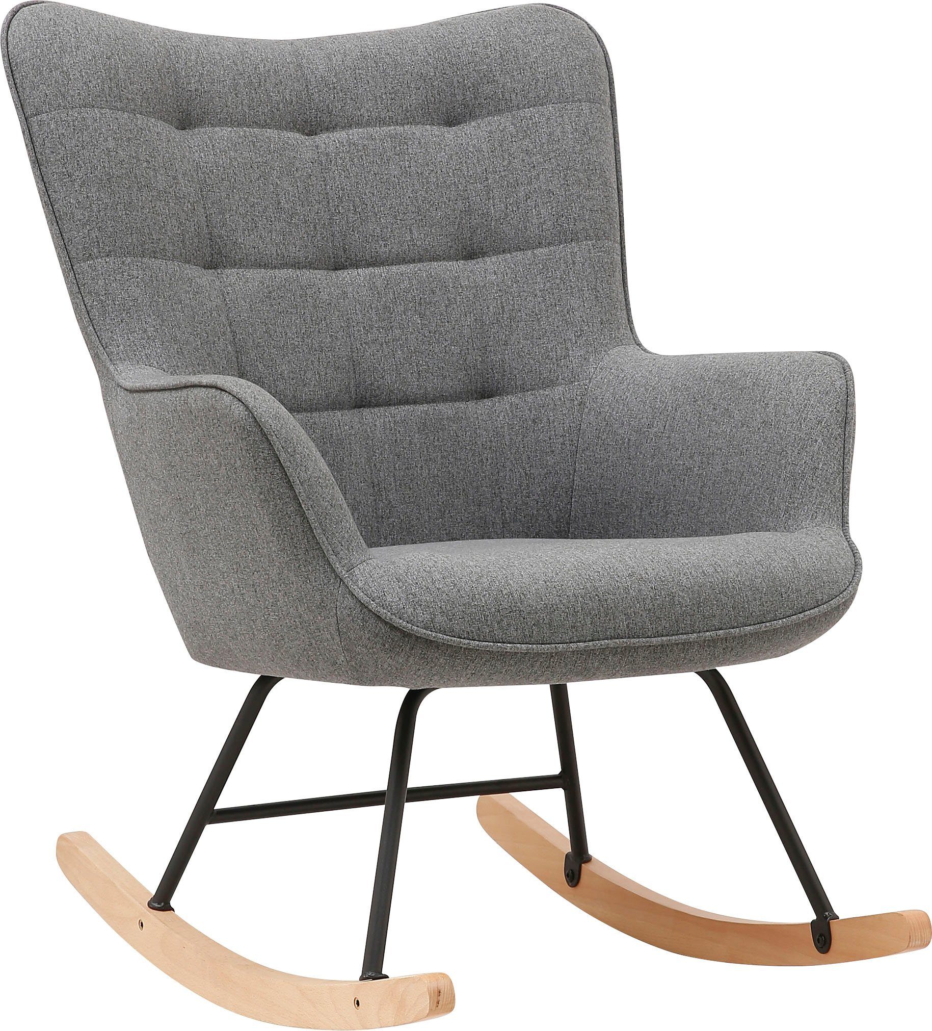 byLIVING Schaukelstuhl Richie (1 St), moderne Metallbeine mit Holzkufe, in Webstoff oder Cord erhältlich – Bild 3 von 5
