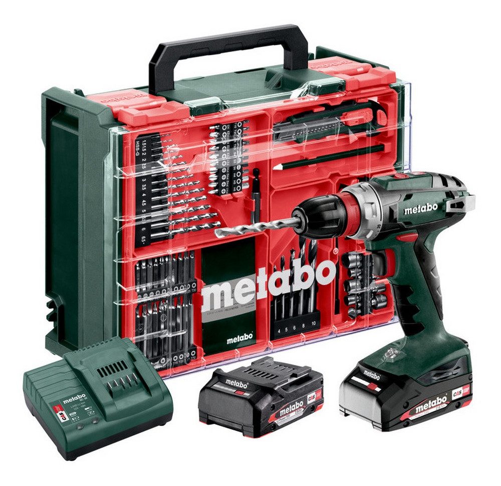 metabo Akku-Bohrschrauber BS 18 Quick, 18 V, Set Mobile Werkstatt 2 x 2 Ah Li-Ion im Kunststoffkoffer