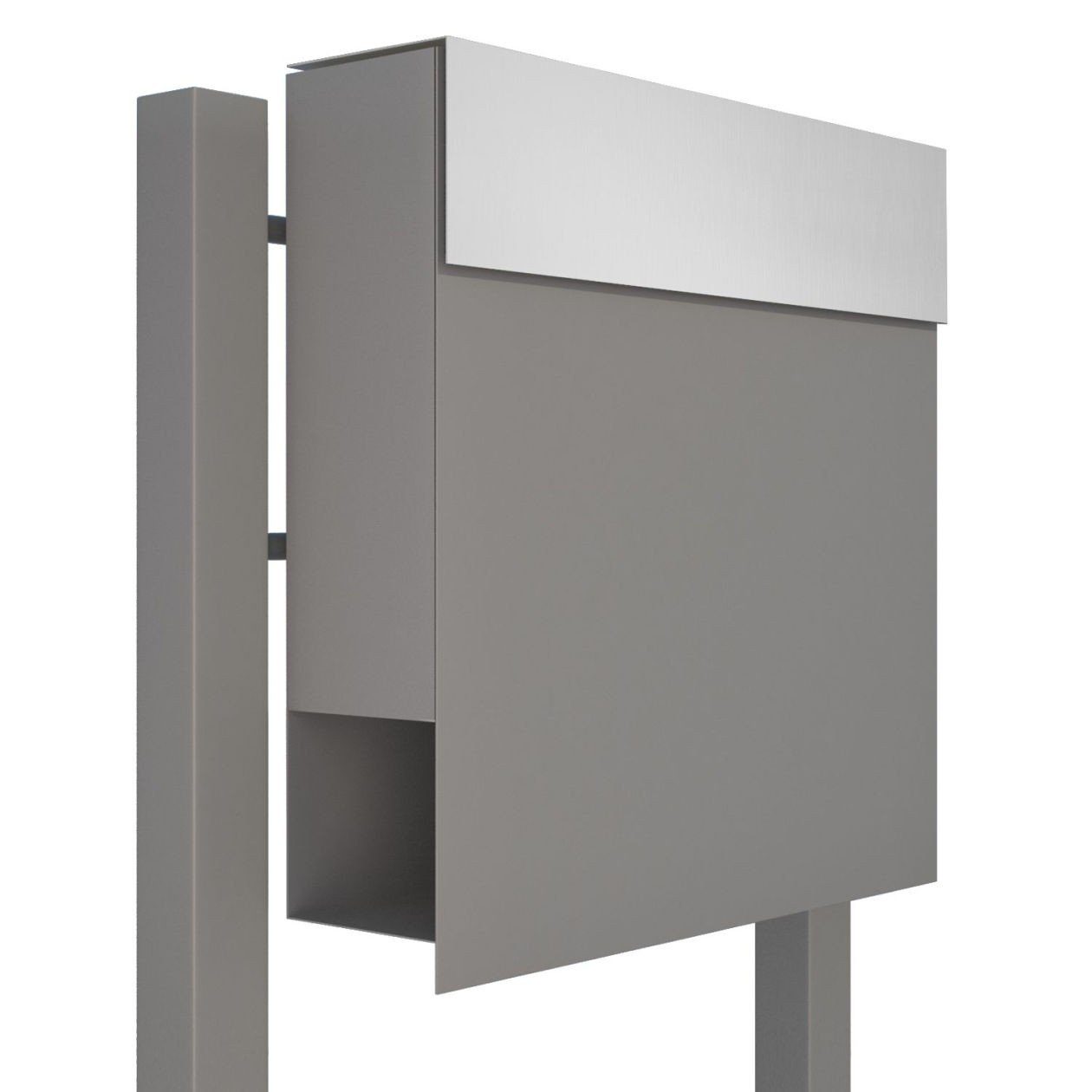 Bravios Briefkasten Standbriefkasten Manhattan Grau Metallic mit Edel