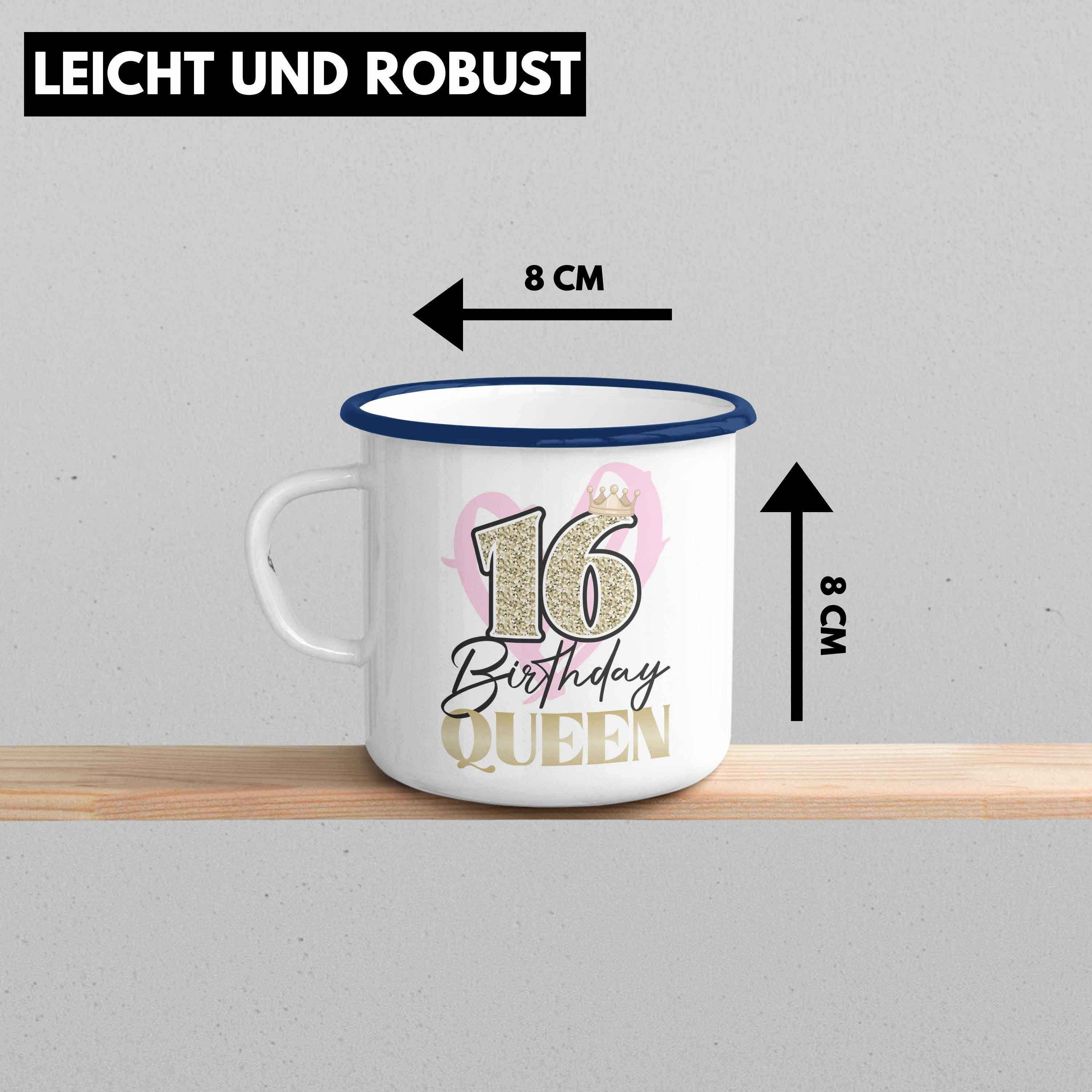 Trendation Thermotasse Trendation Lustig 16 16. Geschenkideen zum Geschenk Tasse Tassen Spruch Geburtstag Tochter 16 KaffeeEmaille 16er Mädchen Emaille - Geschenke Bday Blau Geschenkidee