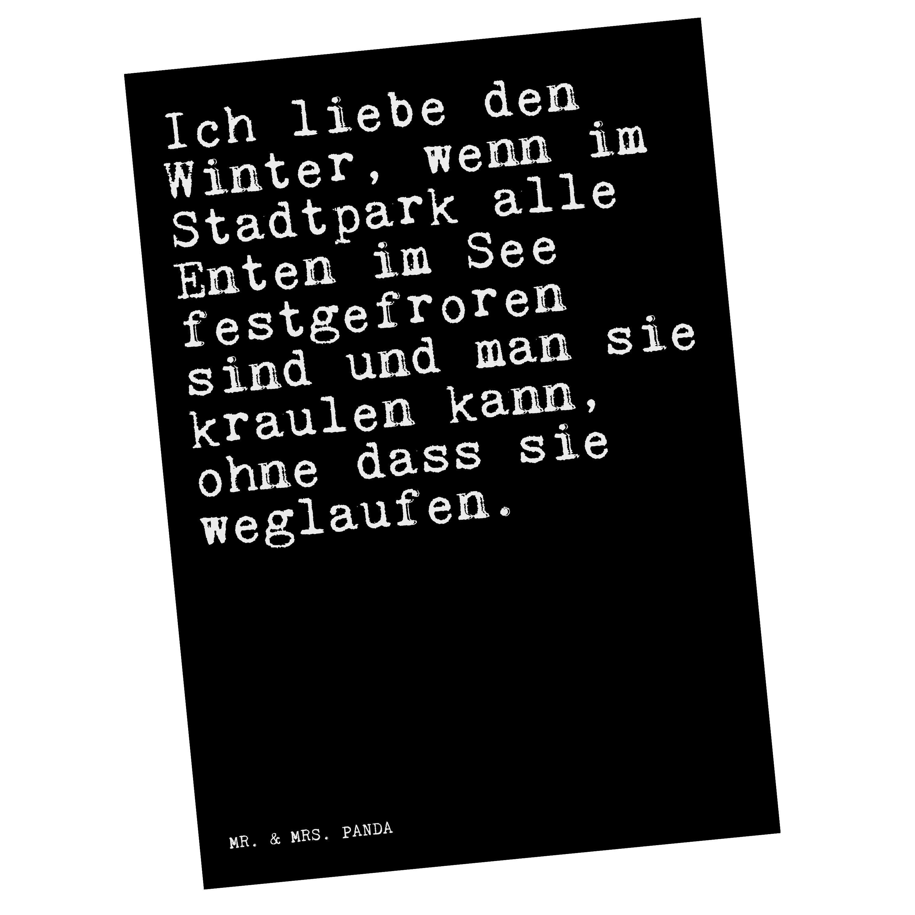 Mr. & Mrs. Panda Postkarte Ich liebe den Winter,... - Schwarz - Geschenk, Frost, Winterwetter, W