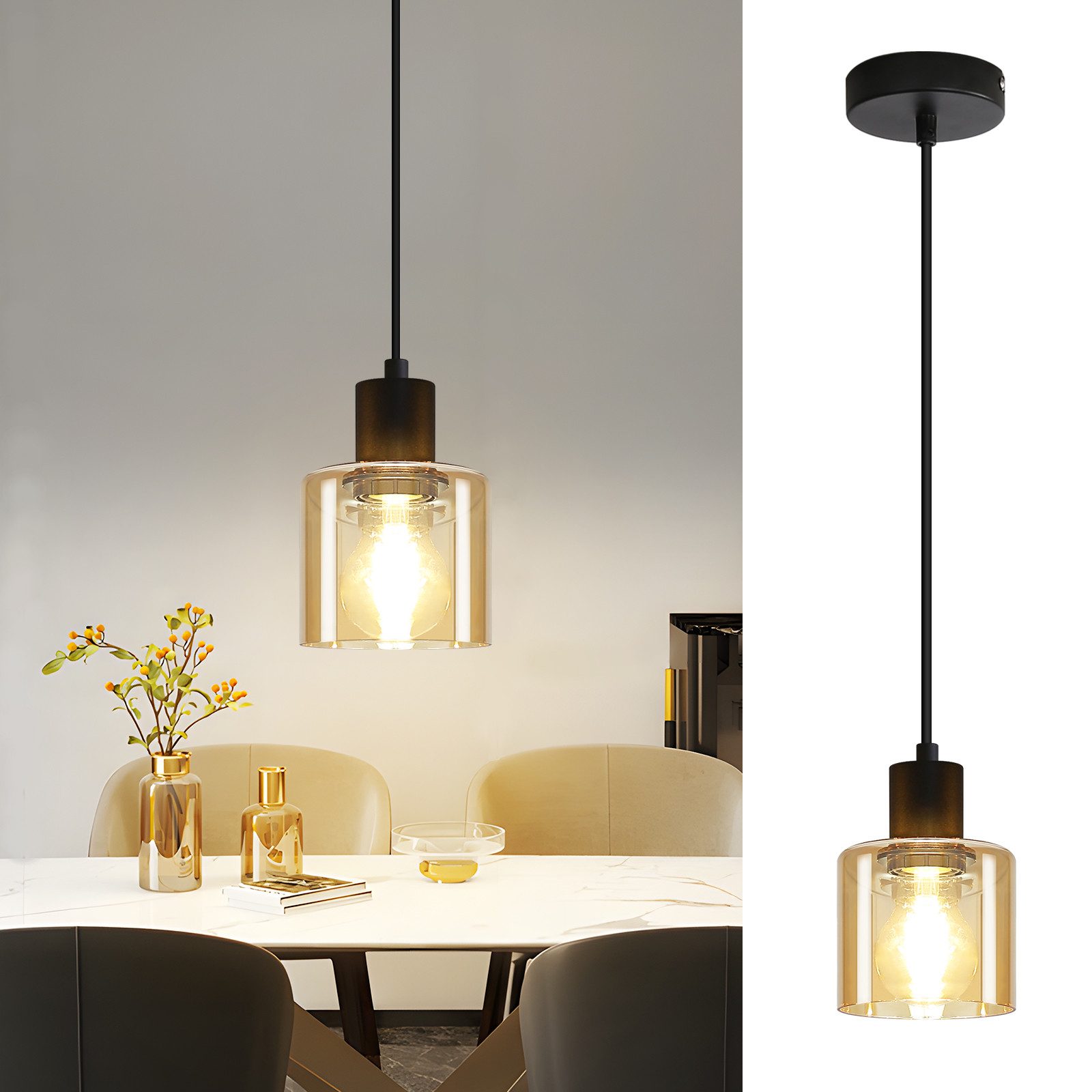 Nettlife Pendelleuchte Esstisch Vintage E27 Schwarz günstig online kaufen